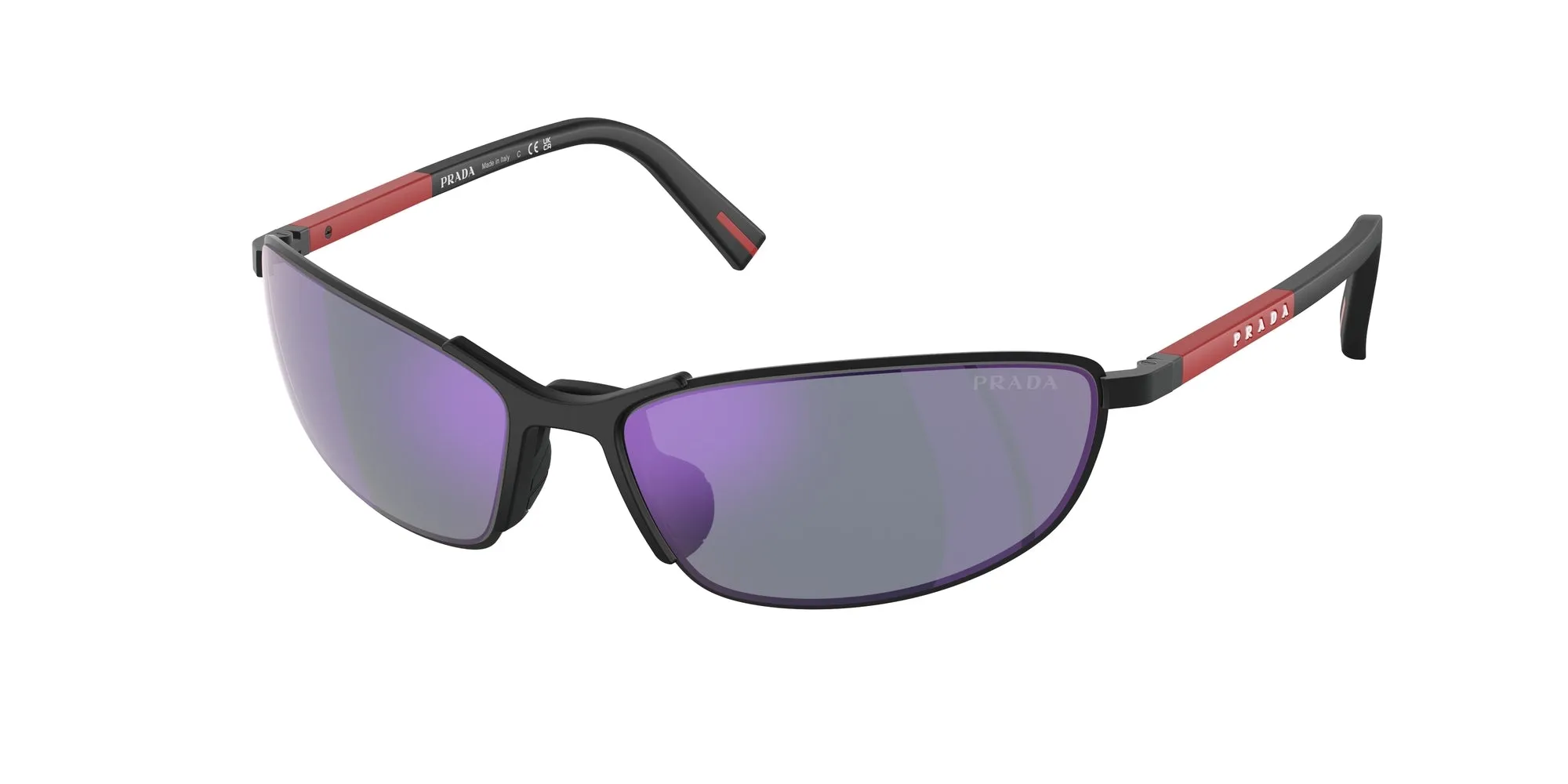 Prada Linea Rossa PS 55ZS DG010J Occhiali da sole Metallo Nero Blu Geometrica Normale - immagine 1