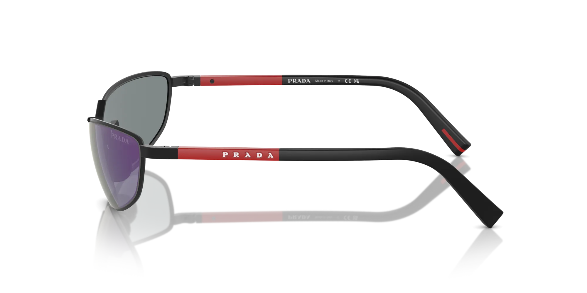 Prada Linea Rossa PS 55ZS DG010J Occhiali da sole Metallo Nero Blu Geometrica Normale - immagine 4