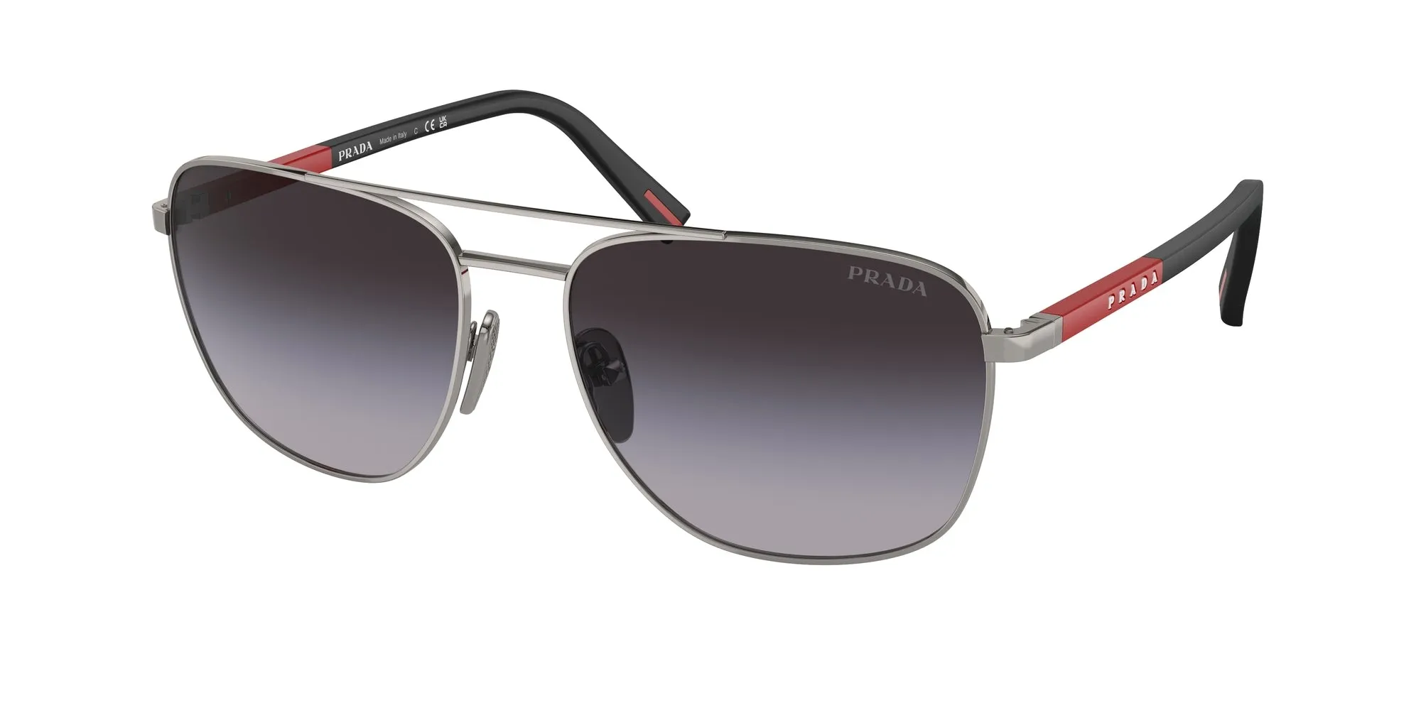 Prada Linea Rossa PS 54ZS 5AV09U Occhiali da sole Acciaio Grigio Grigio Rotonda Normale Sfumato - immagine 1