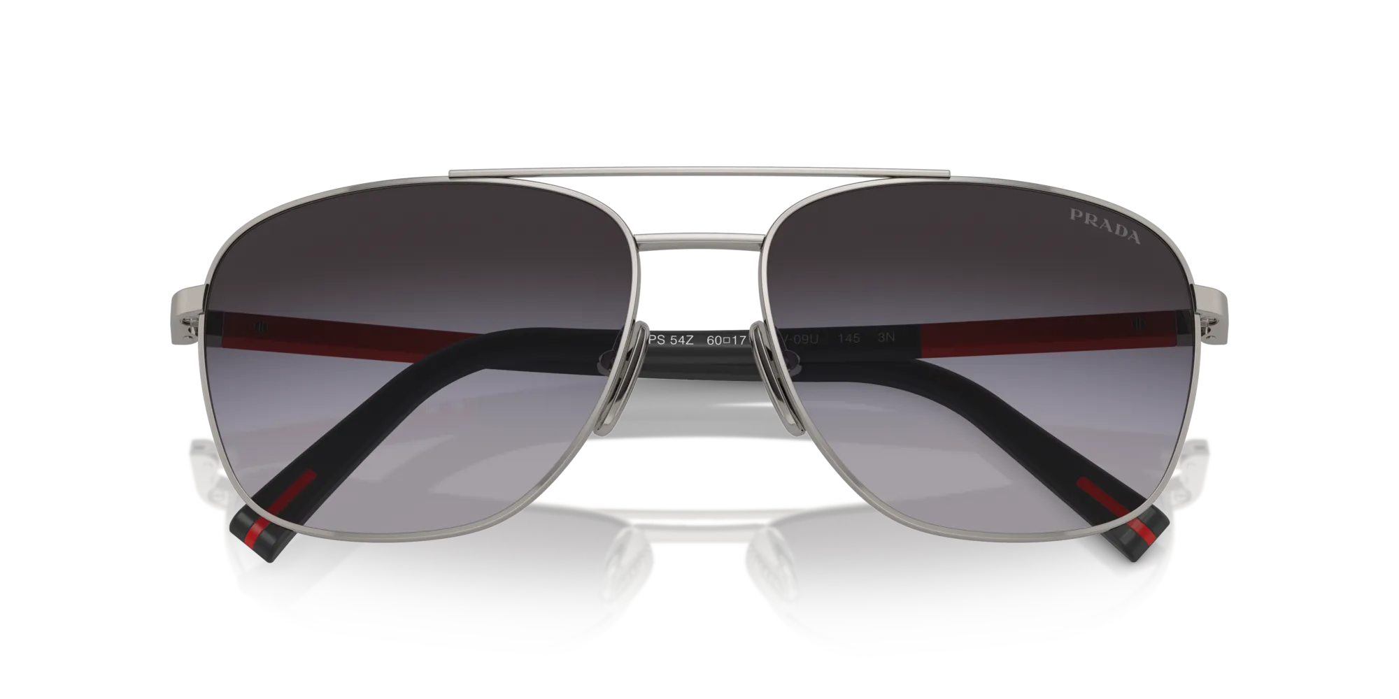 Prada Linea Rossa PS 54ZS 5AV09U Occhiali da sole Acciaio Grigio Grigio Rotonda Normale Sfumato - immagine 2