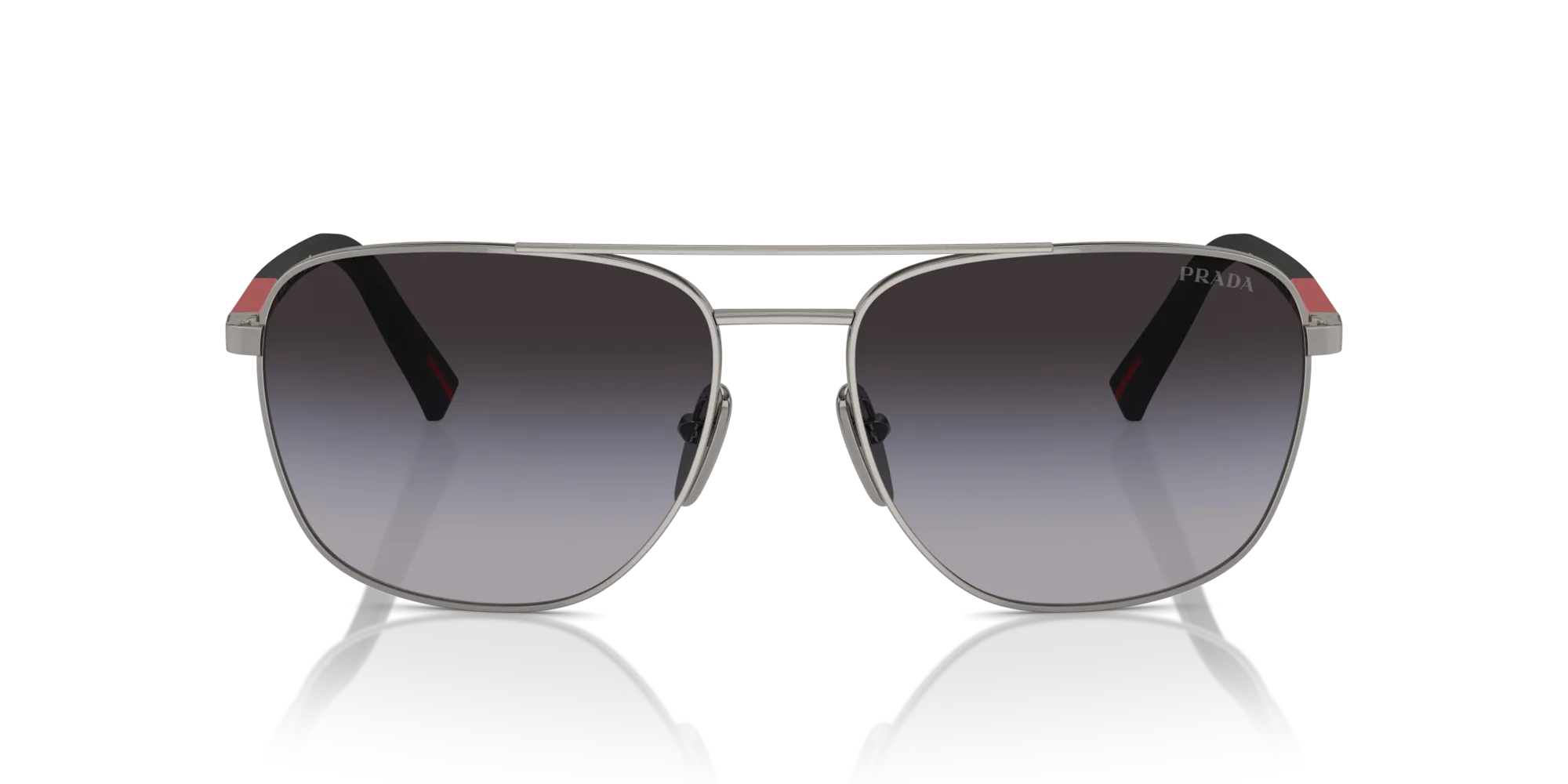 Prada Linea Rossa PS 54ZS 5AV09U Occhiali da sole Acciaio Grigio Grigio Rotonda Normale Sfumato - immagine 3