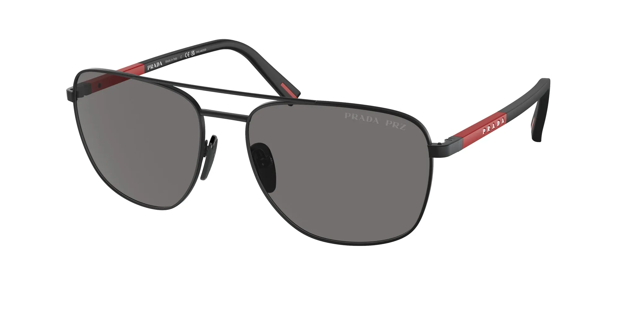 Prada Linea Rossa PS 54ZS 1BO02G Occhiali da sole Acciaio Nero Grigio Rotonda Polarizzata - immagine 1