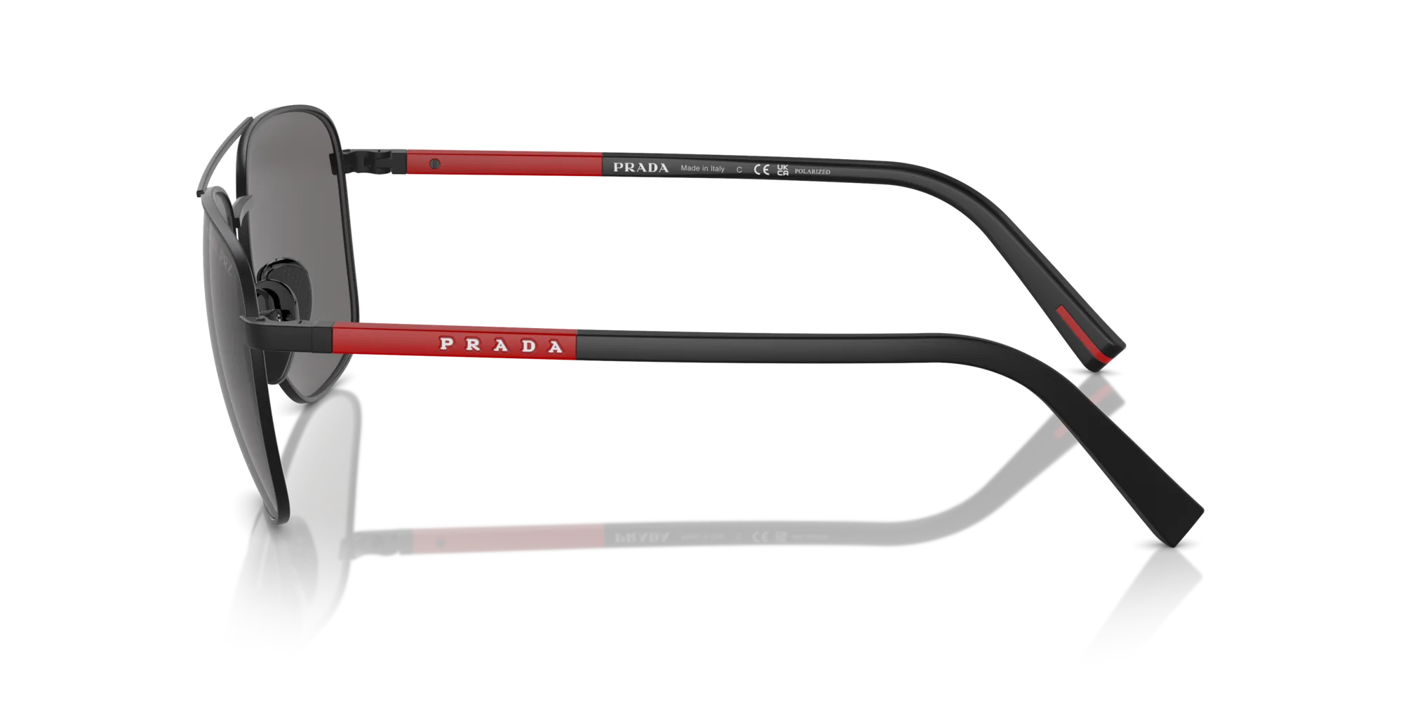 Prada Linea Rossa PS 54ZS 1BO02G Occhiali da sole Acciaio Nero Grigio Rotonda Polarizzata - immagine 4