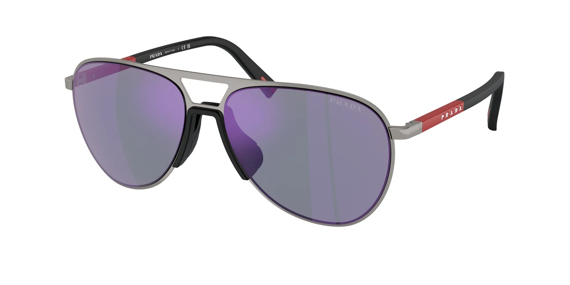 Prada Linea Rossa PS 53ZS 5AV10J Occhiali da sole Metallo Grigio Blu Pilot Normale - immagine 1