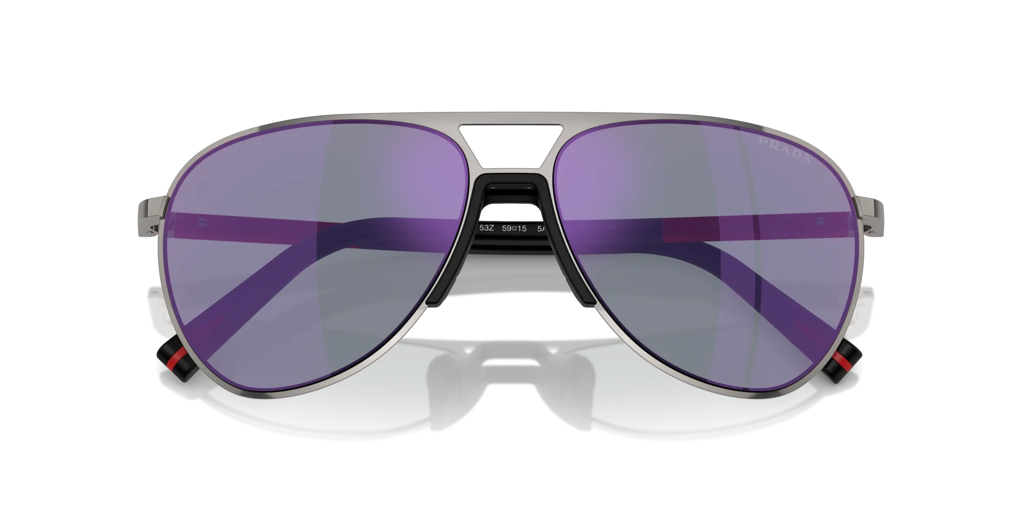 Prada Linea Rossa PS 53ZS 5AV10J Occhiali da sole Metallo Grigio Blu Pilot Normale - immagine 2