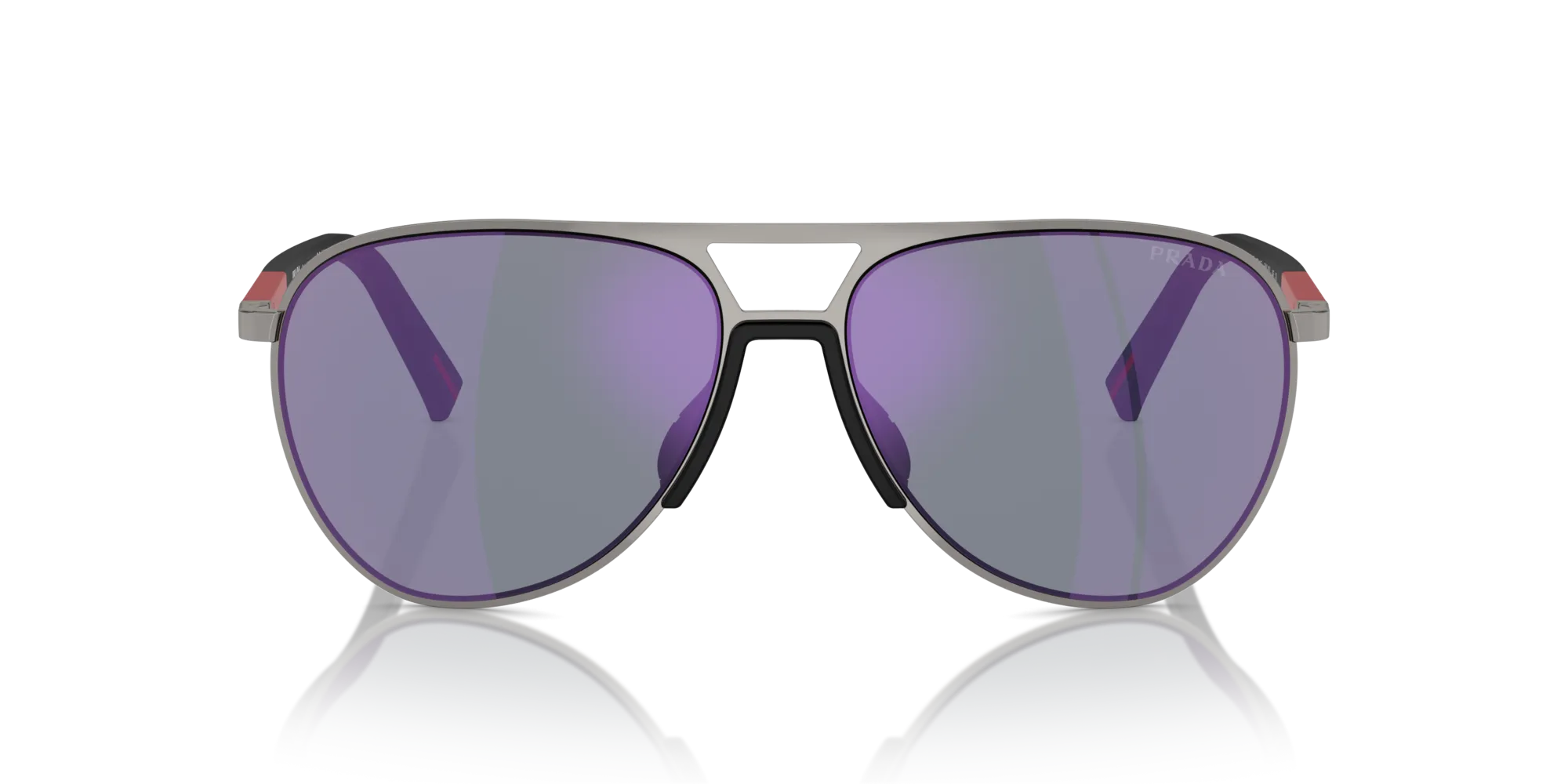 Prada Linea Rossa PS 53ZS 5AV10J Occhiali da sole Metallo Grigio Blu Pilot Normale - immagine 3