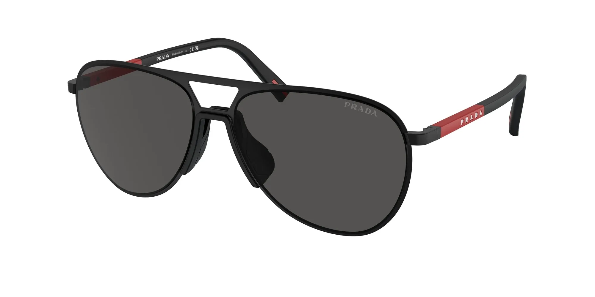 Prada Linea Rossa PS 53ZS 1BO06F Occhiali da sole Metallo Nero Grigio Pilot Normale - immagine 1