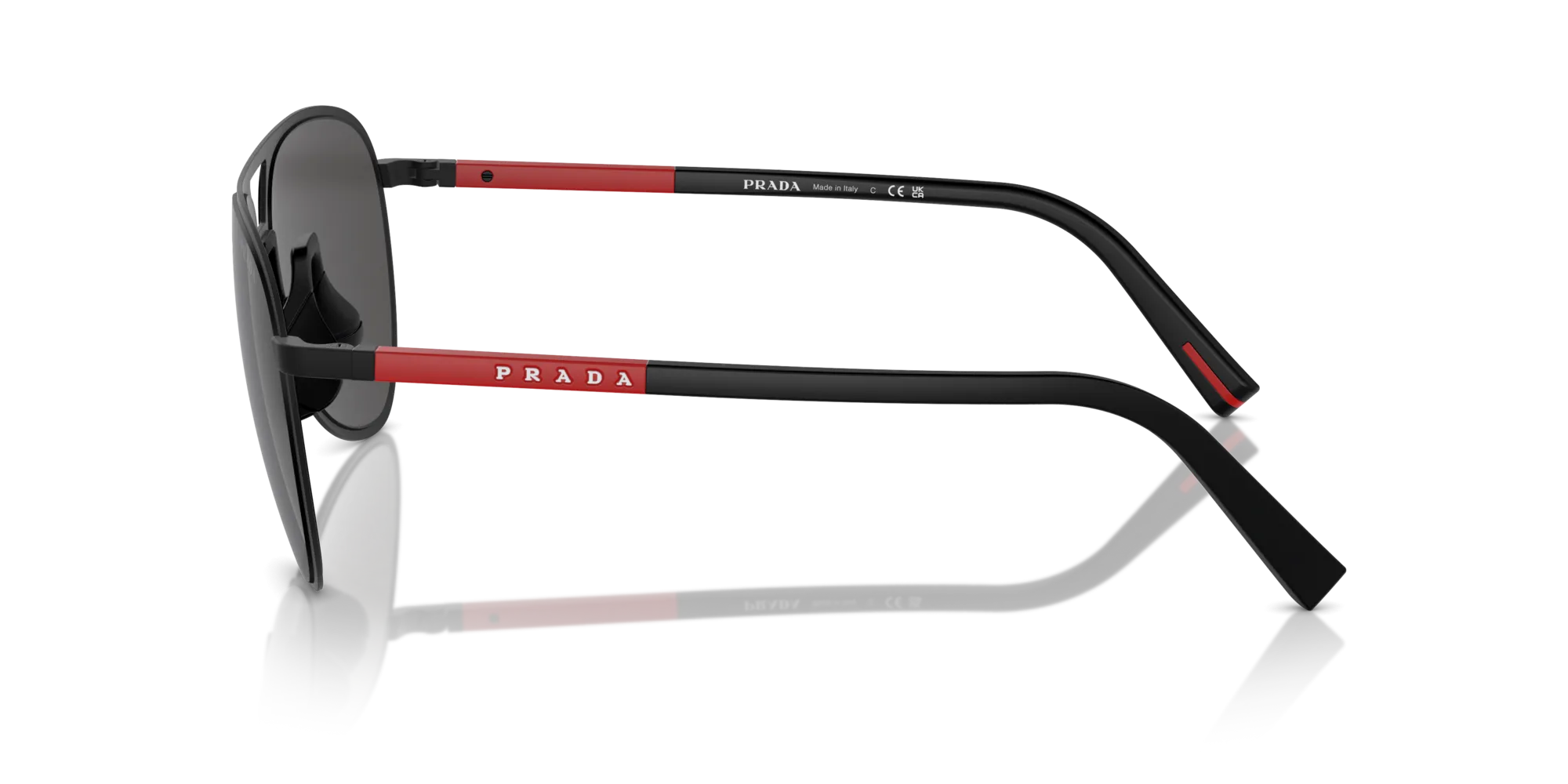 Prada Linea Rossa PS 53ZS 1BO06F Occhiali da sole Metallo Nero Grigio Pilot Normale - immagine 4