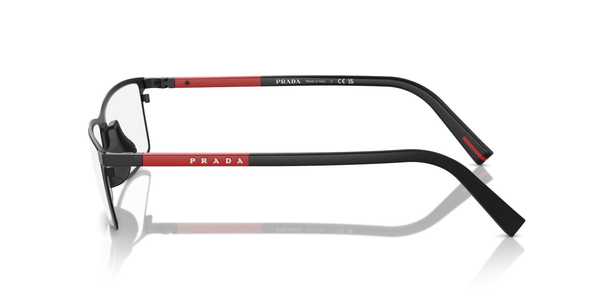 Prada Linea Rossa PS 53QV 1BO1O1 Montature da vista Metallo Nero Trasparente Squadrata Normale - immagine 4