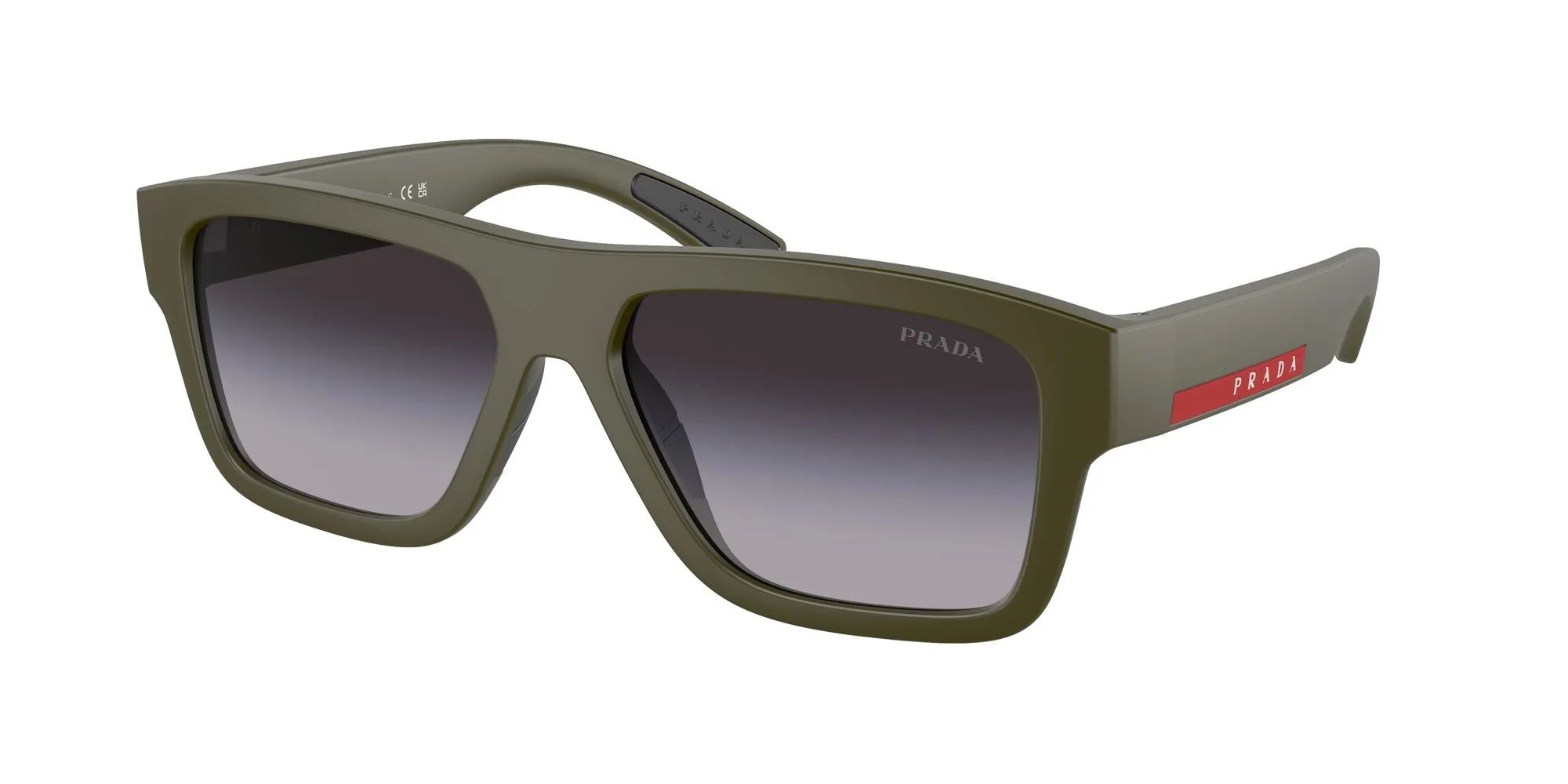 Prada Linea Rossa PS 04ZS 15X09U Occhiali da sole Iniettato Verde Grigio Squadrata Normale Sfumato - immagine 1