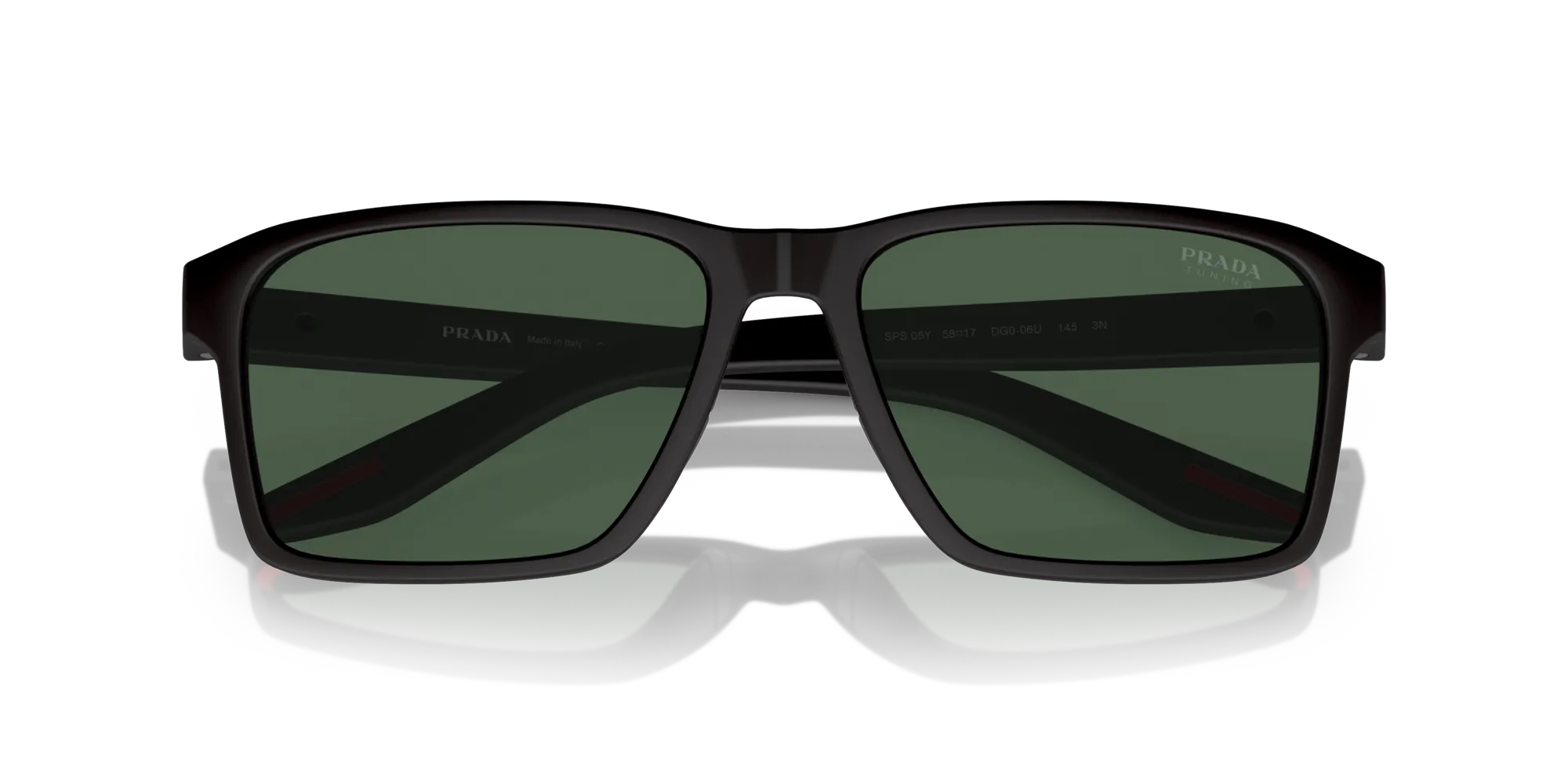 Prada Linea Rossa PS 05YS DG006U Occhiali da sole Iniettato Nero Verde Squadrata Normale - immagine 2