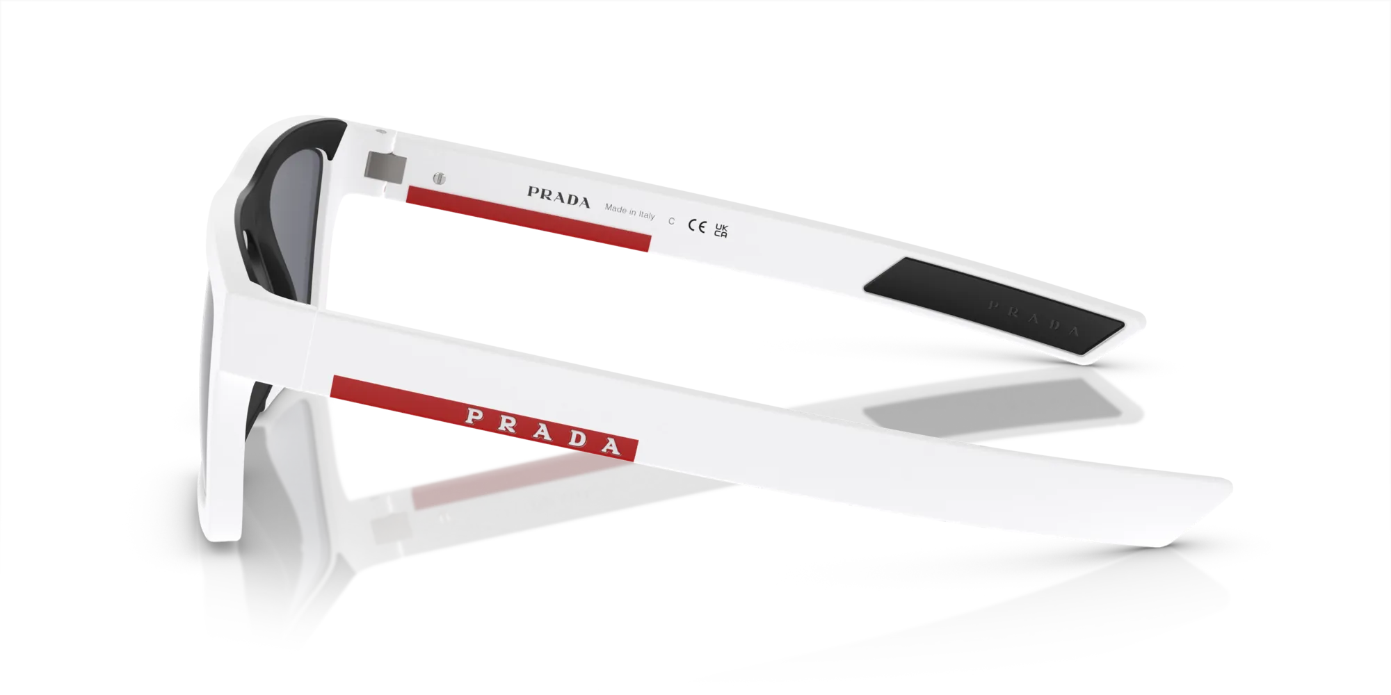 Prada Linea Rossa PS 02ZSU 17S40A Occhiali da sole Nylon Bianco Azzurro Squadrata Specchiate - immagine 4