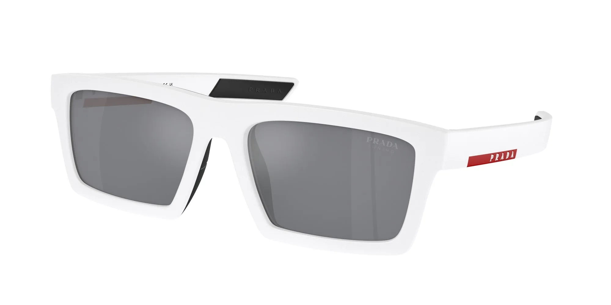 Prada Linea Rossa PS 02ZSU 17S40A Occhiali da sole Nylon Bianco Azzurro Squadrata Specchiate - immagine 1