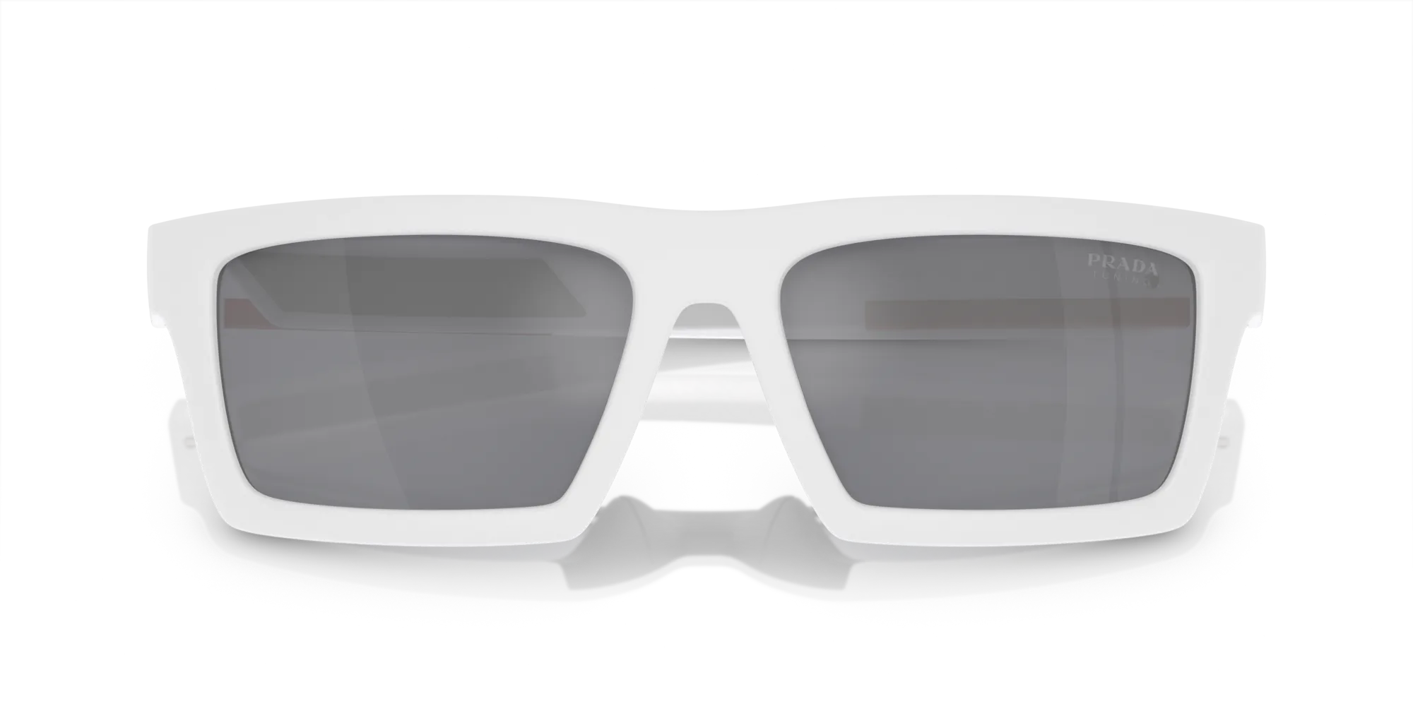 Prada Linea Rossa PS 02ZSU 17S40A Occhiali da sole Nylon Bianco Azzurro Squadrata Specchiate - immagine 2