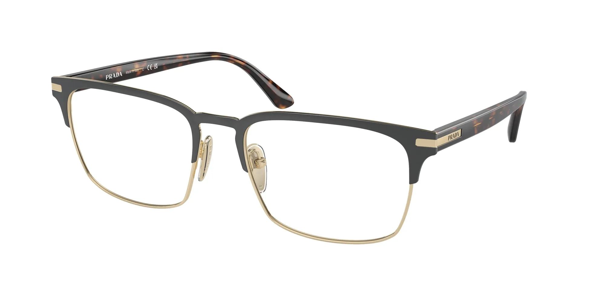 Prada PR 58ZV 01U1O1 Montature da vista Acciaio Marrone Squadrata Normale - immagine 1