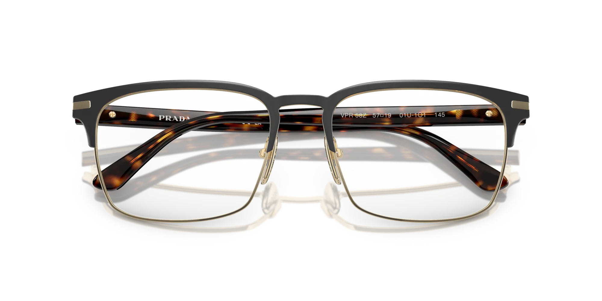 Prada PR 58ZV 01U1O1 Montature da vista Acciaio Marrone Squadrata Normale - immagine 2