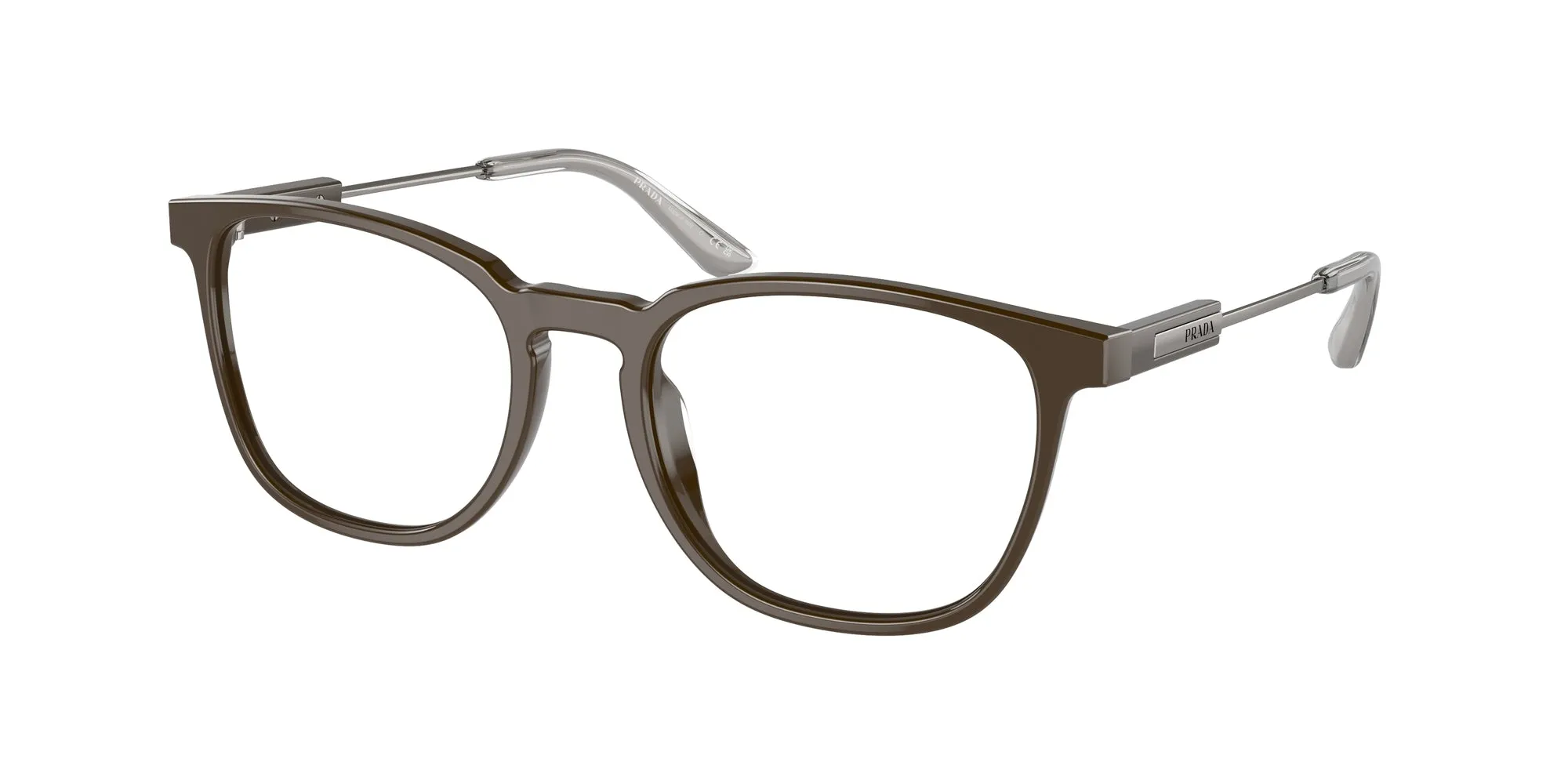 Prada PR 19ZV 11J1O1 Montature da vista Acetato Marrone Trasparente Pillow Normale - immagine 1