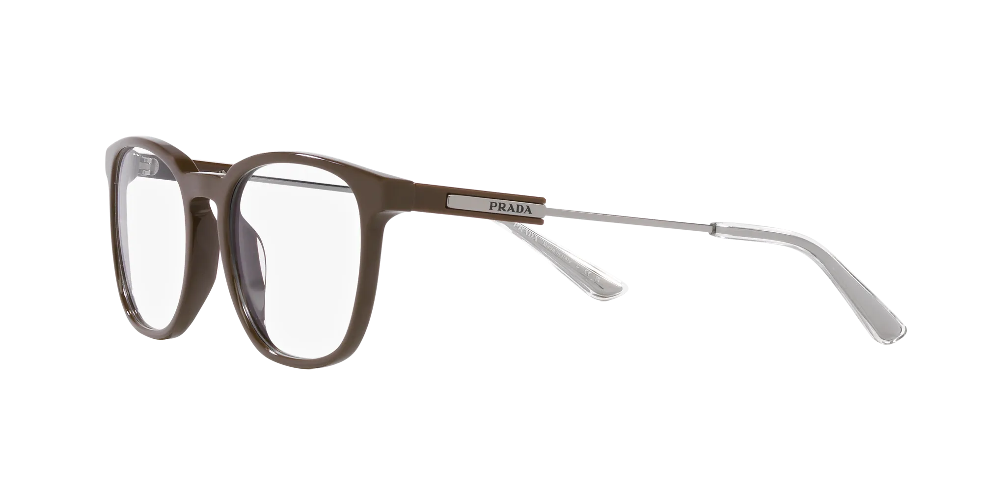 Prada PR 19ZV 11J1O1 Montature da vista Acetato Marrone Trasparente Pillow Normale - immagine 4