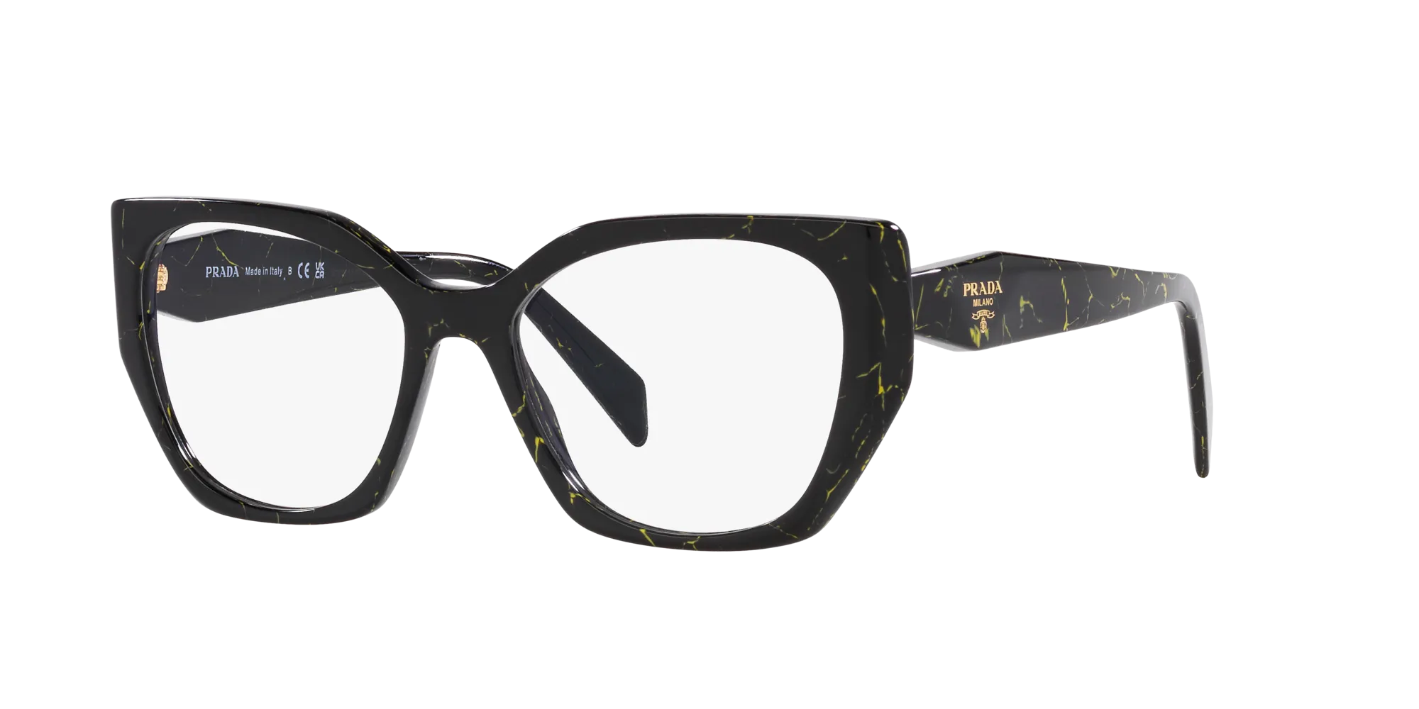 Prada PR 18WV 19D1O1 Montature da vista Acetato Nero Trasparente Geometrica Normale - immagine 3