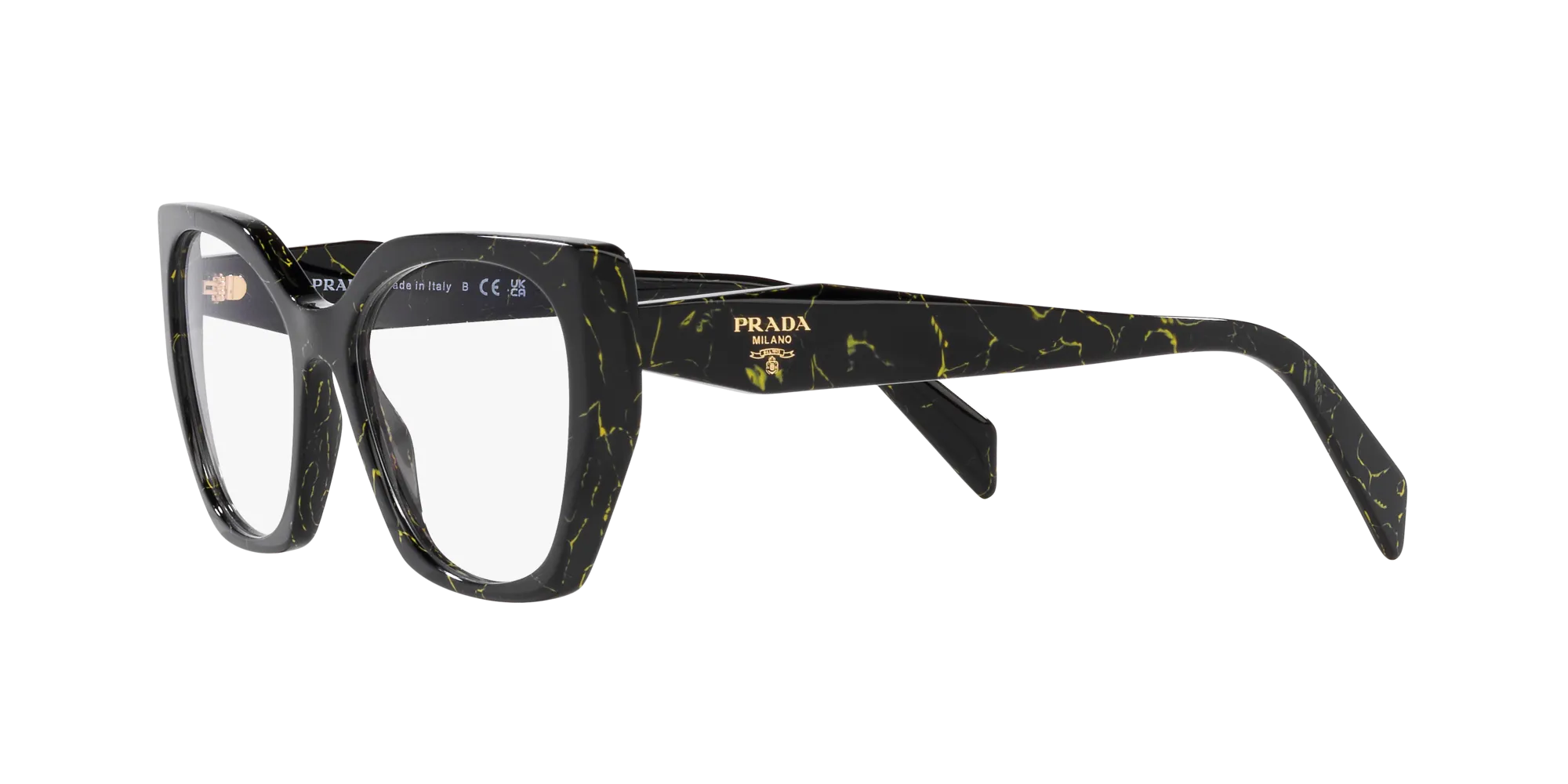 Prada PR 18WV 19D1O1 Montature da vista Acetato Nero Trasparente Geometrica Normale - immagine 4