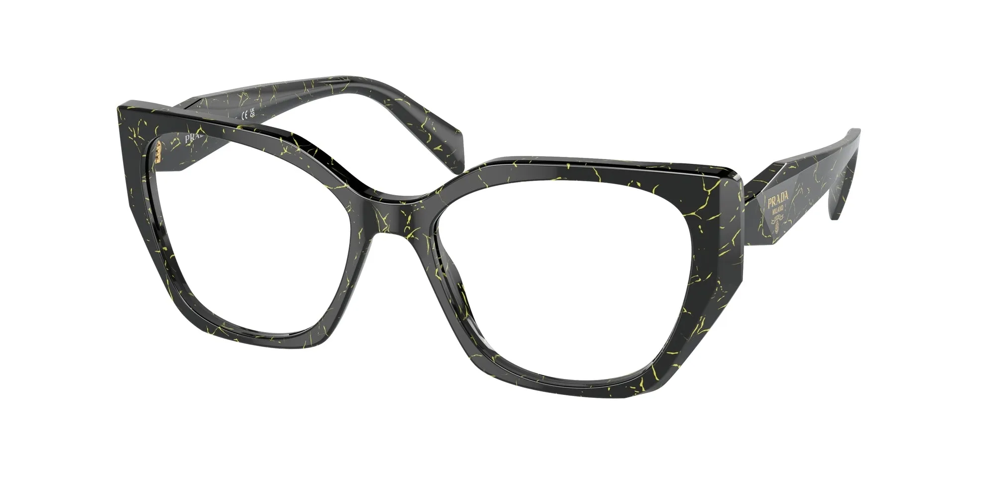 Prada PR 18WV 19D1O1 Montature da vista Acetato Nero Trasparente Geometrica Normale - immagine 1
