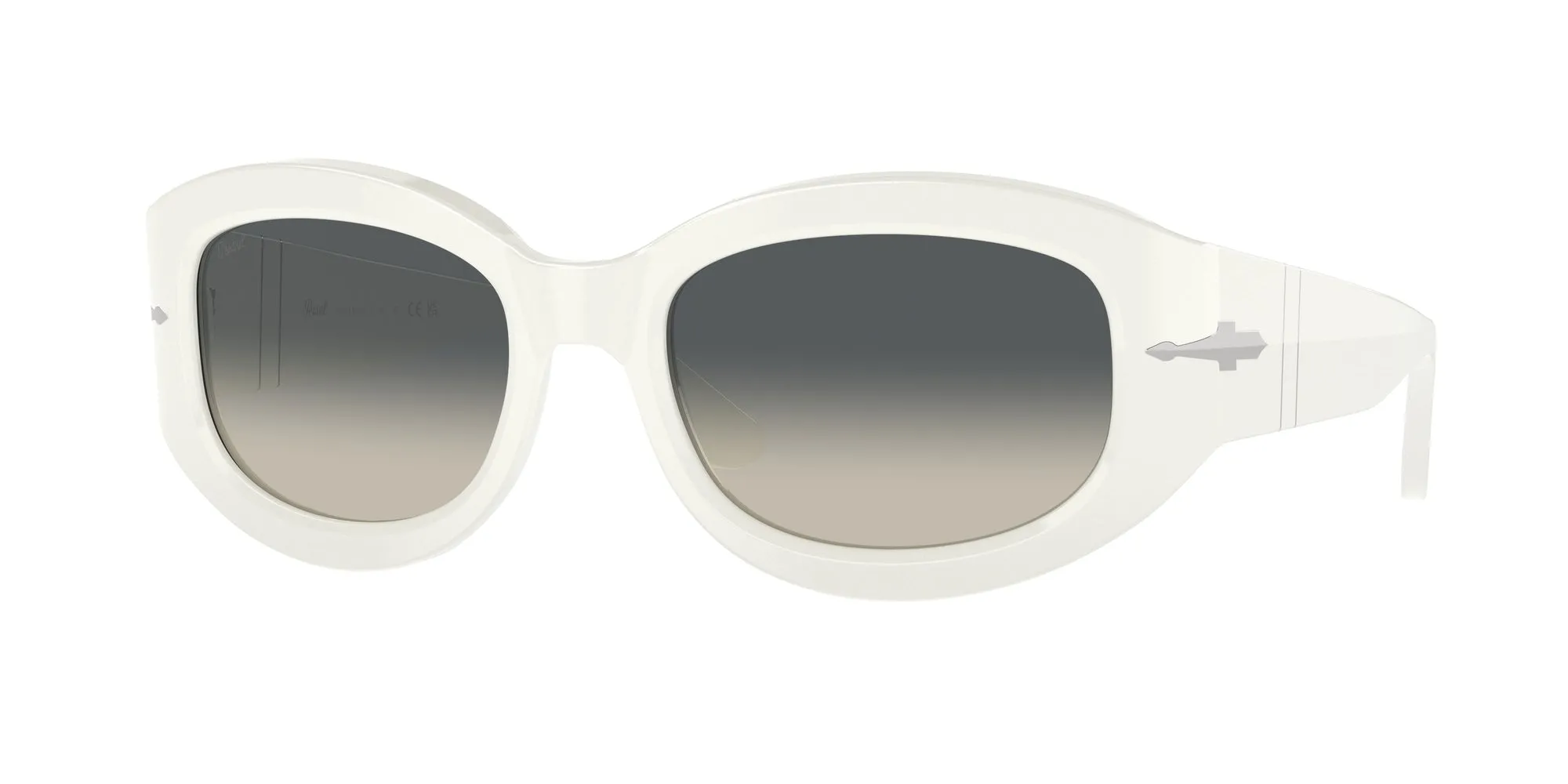 Persol PO3335S 119471 Occhiali da sole Acetato Bianco Grigio Pillow Normale Sfumato - immagine 1