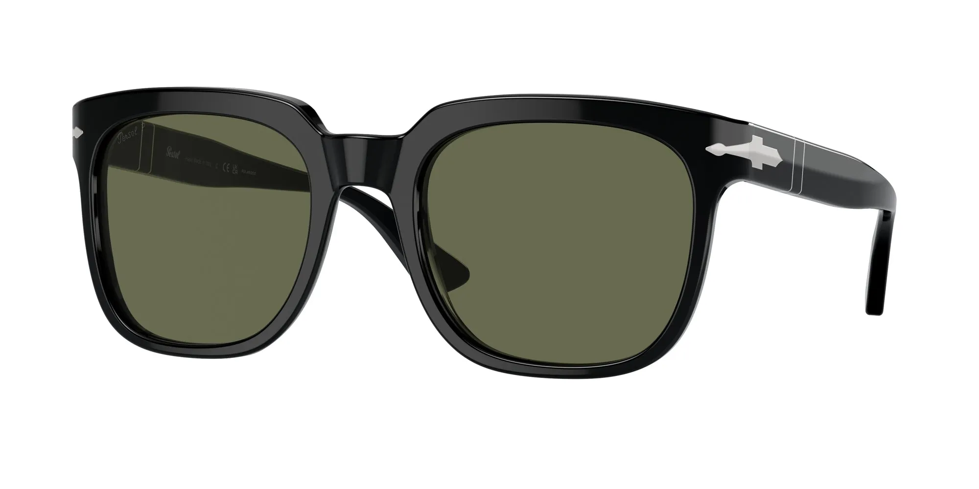 Persol PO3323S 95/58 Occhiali da sole Acetato Nero Verde Squadrata Polarizzata - immagine 1