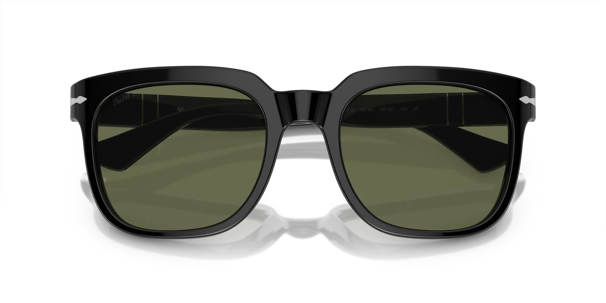 Persol PO3323S 95/58 Occhiali da sole Acetato Nero Verde Squadrata Polarizzata - immagine 2