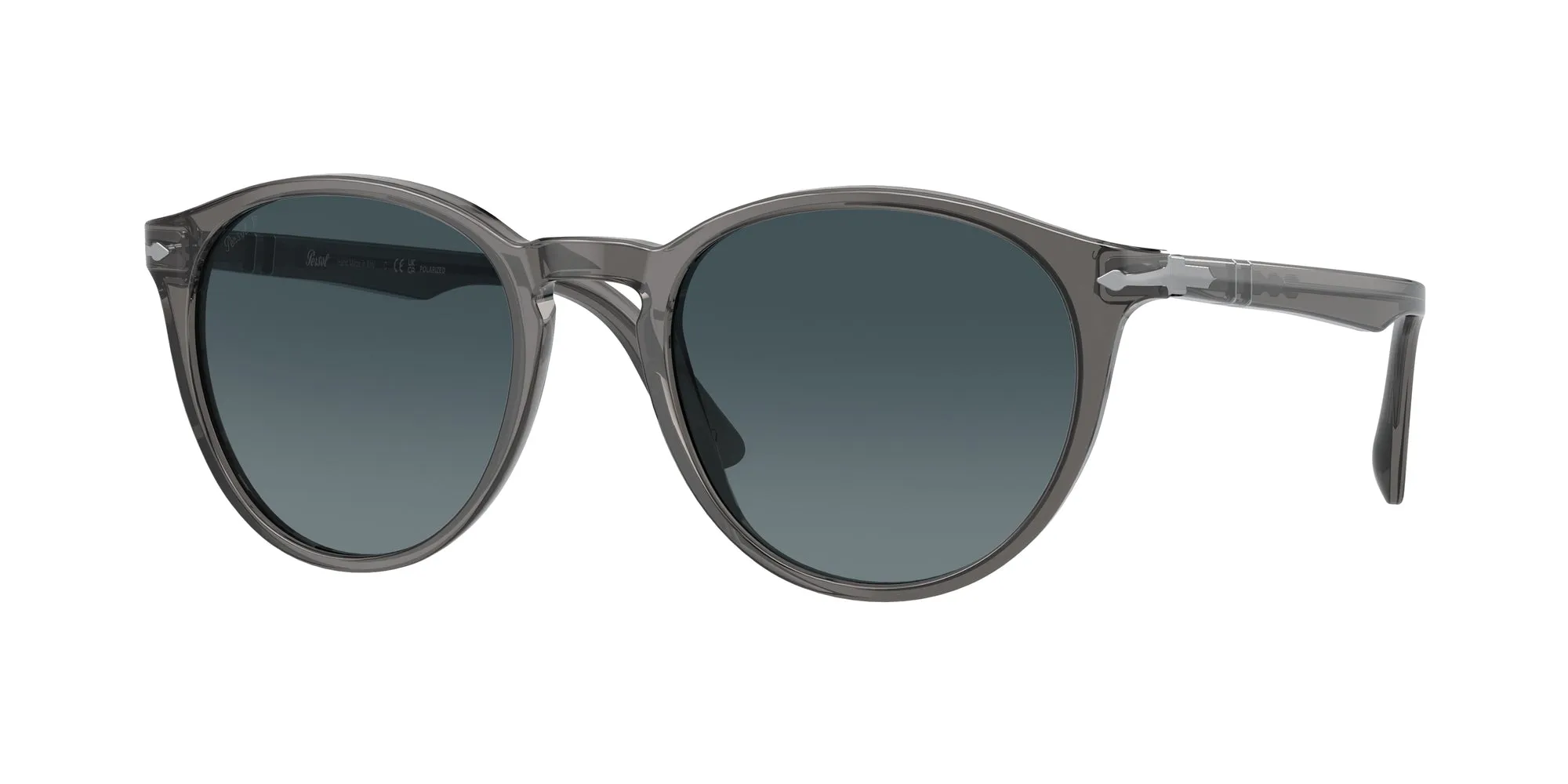 Persol PO3152S 1196S3 Occhiali da sole Acetato Grigio Blu Rotonda Polarizzata - immagine 1