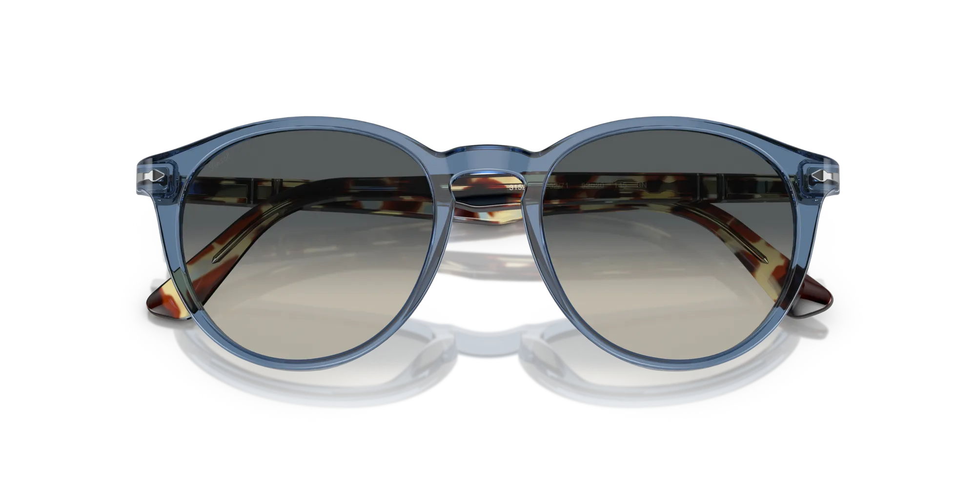 Persol PO3152S 120271 Occhiali da sole Acetato Blu Grigio Rotonda Normale Sfumato - immagine 2