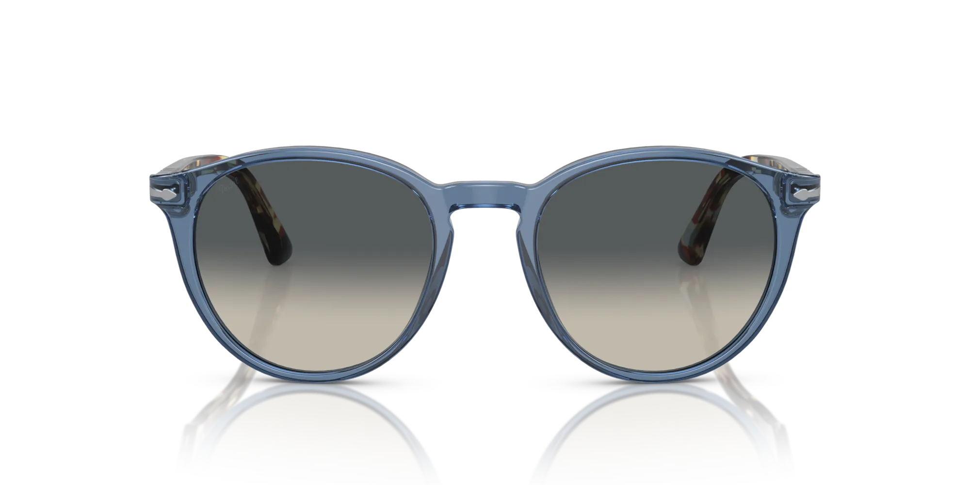 Persol PO3152S 120271 Occhiali da sole Acetato Blu Grigio Rotonda Normale Sfumato - immagine 3