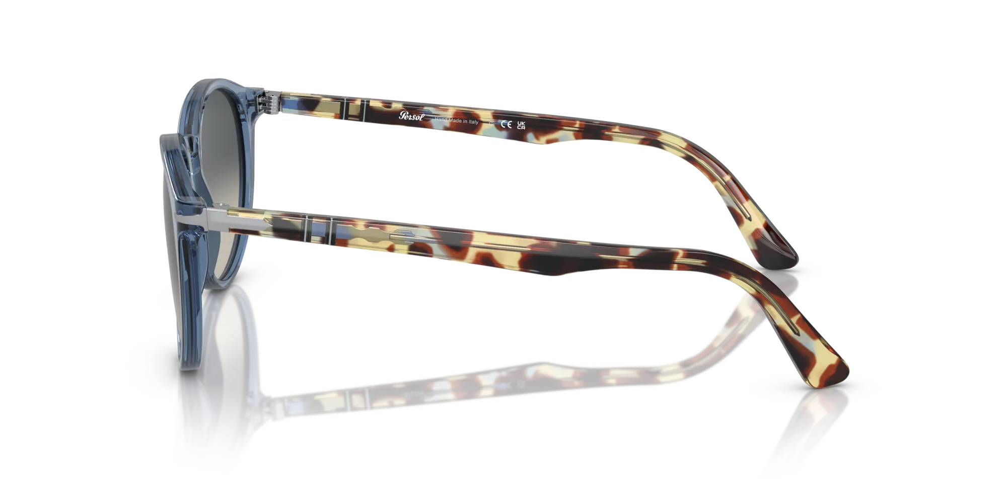 Persol PO3152S 120271 Occhiali da sole Acetato Blu Grigio Rotonda Normale Sfumato - immagine 4