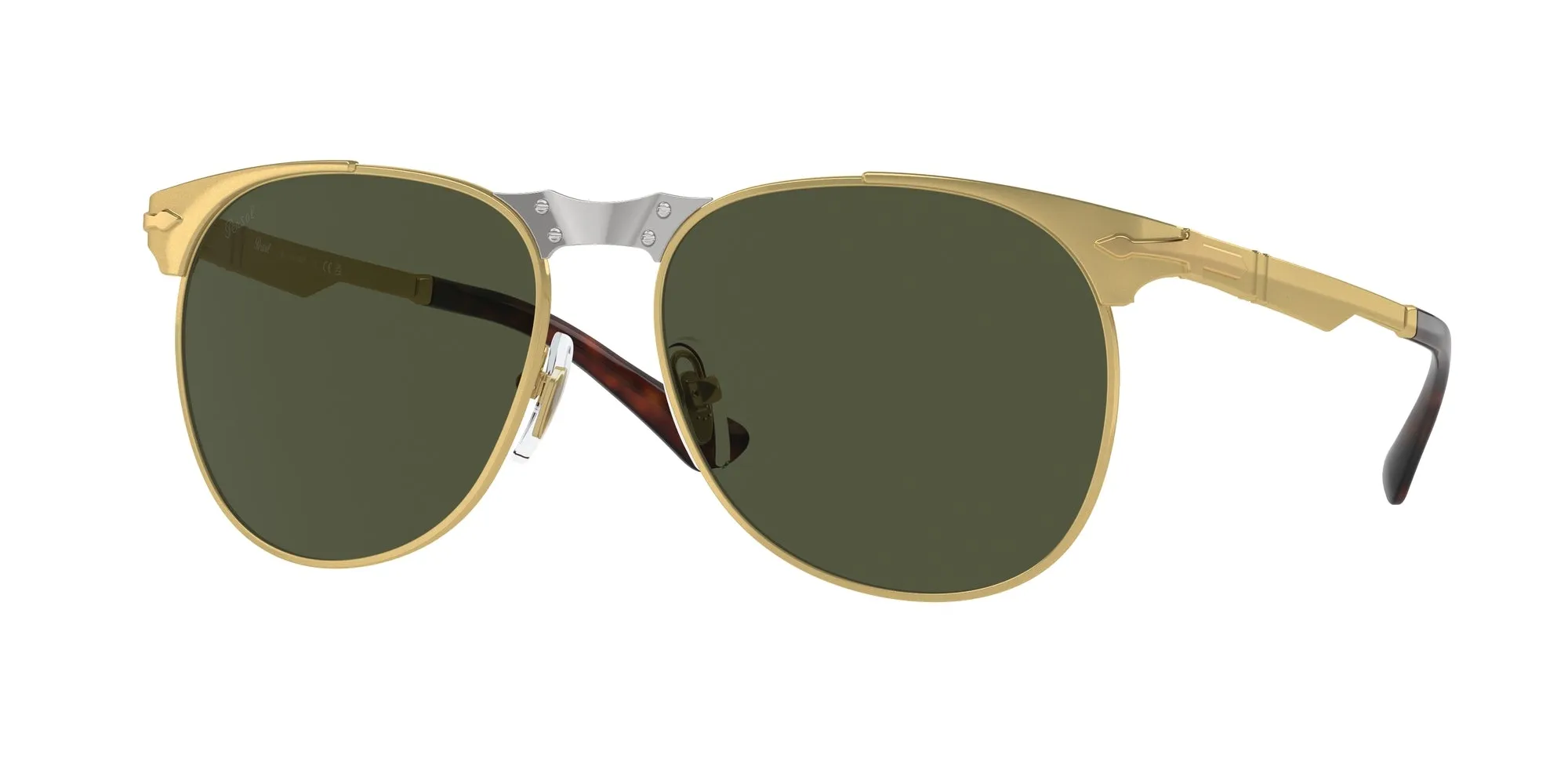 Persol PO1016S 515/31 Occhiali da sole Metallo Oro Verde Pilot Normale - immagine 1