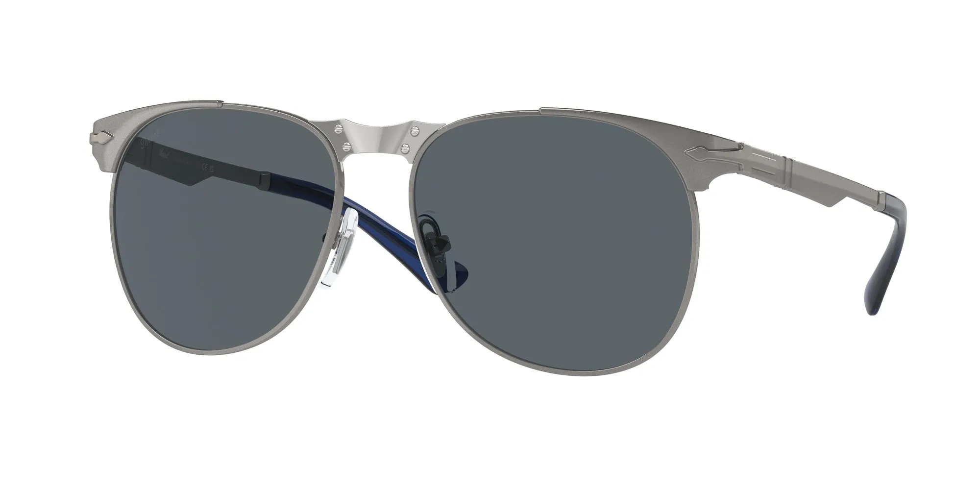Persol PO1016S 513/R5 Occhiali da sole Metallo Grigio Blu Pilot Normale - immagine 1