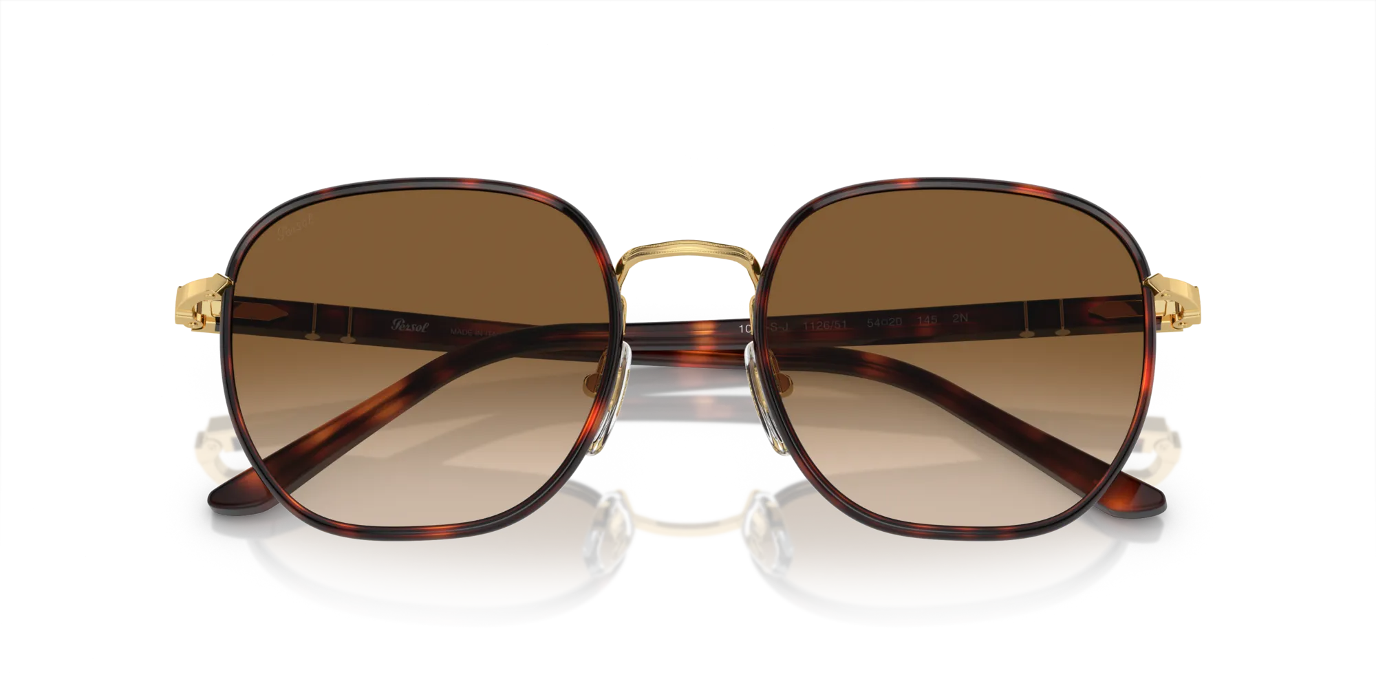 Persol PO1015SJ 112651 Occhiali da sole Metallo Oro Marrone Geometrica Normale Sfumato - immagine 2