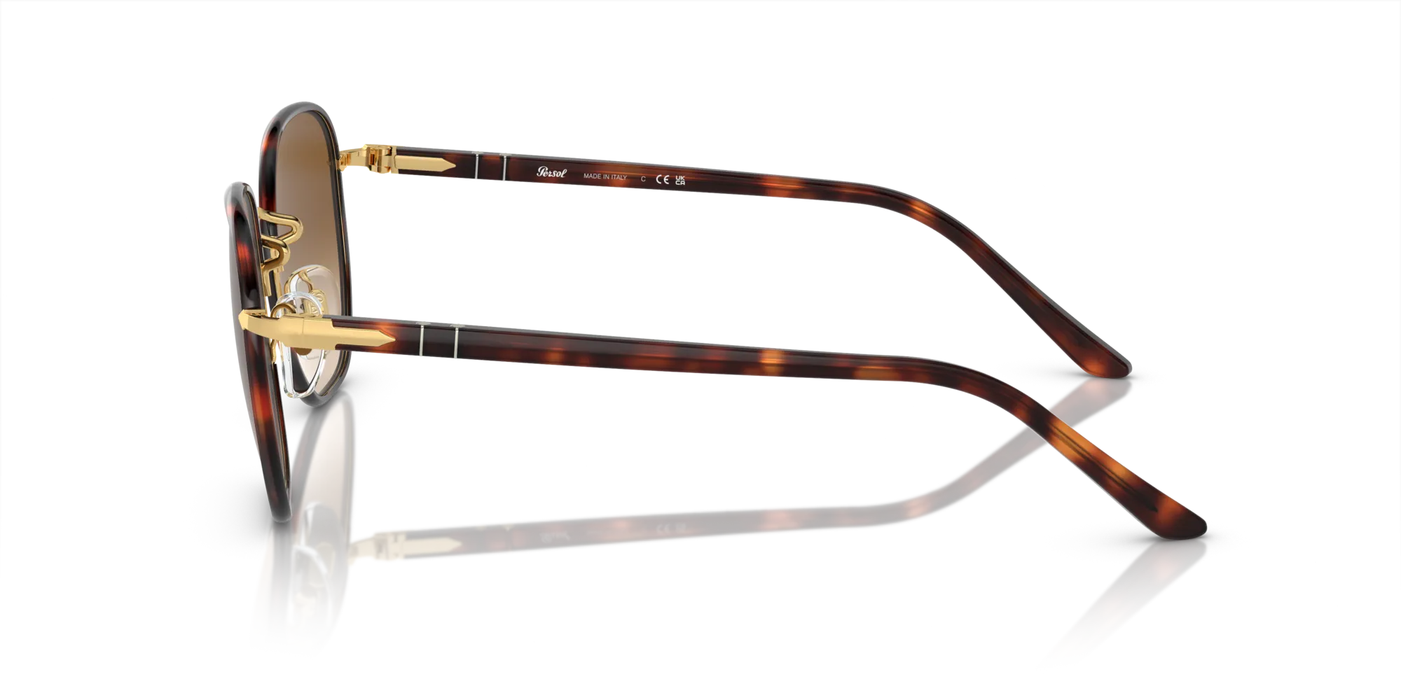 Persol PO1015SJ 112651 Occhiali da sole Metallo Oro Marrone Geometrica Normale Sfumato - immagine 4