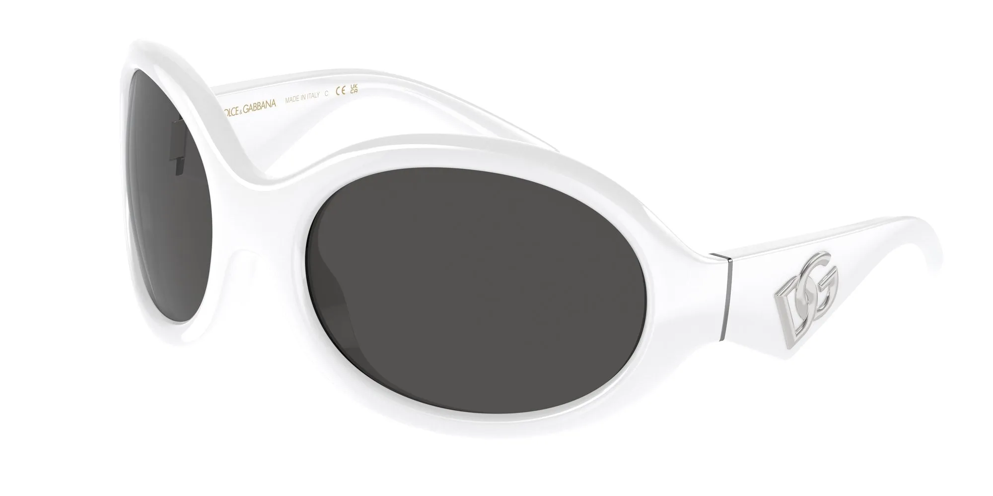 Dolce & Gabbana DG6201 331287 Occhiali da sole Iniettato Bianco Grigio Rotonda Normale - immagine 1