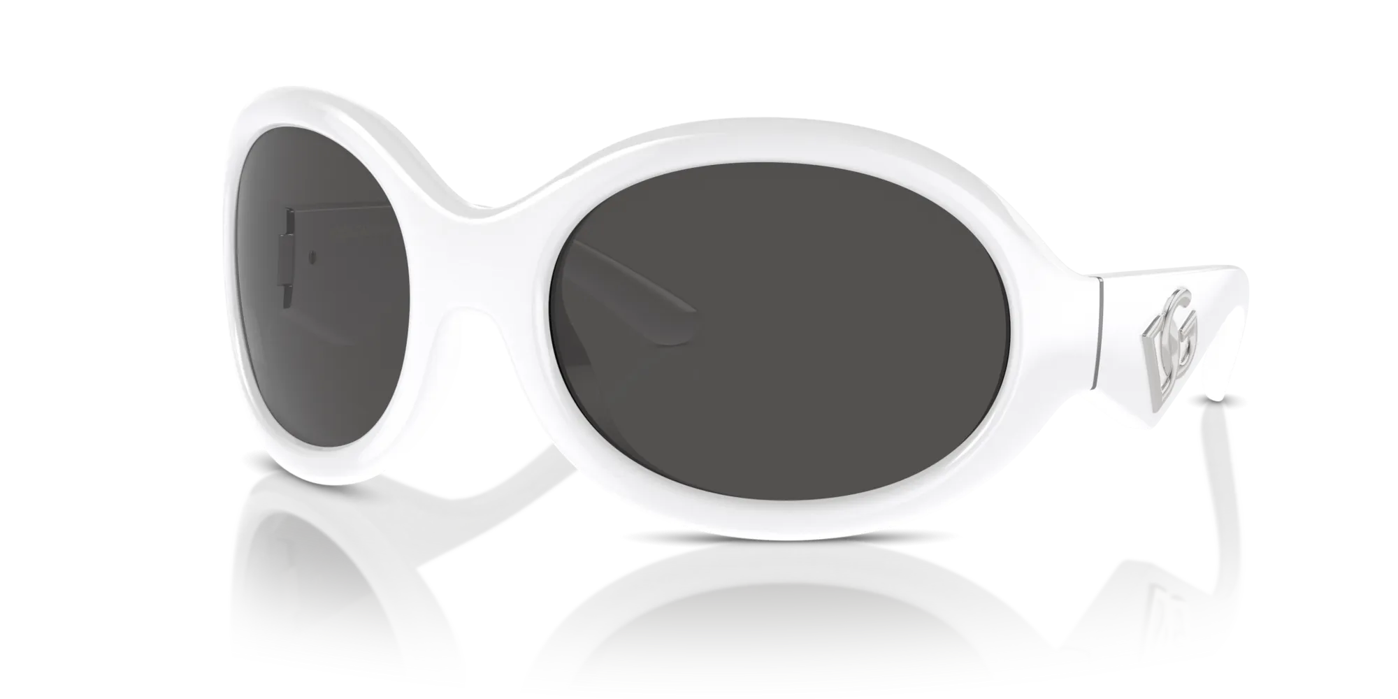 Dolce & Gabbana DG6201 331287 Occhiali da sole Iniettato Bianco Grigio Rotonda Normale - immagine 4