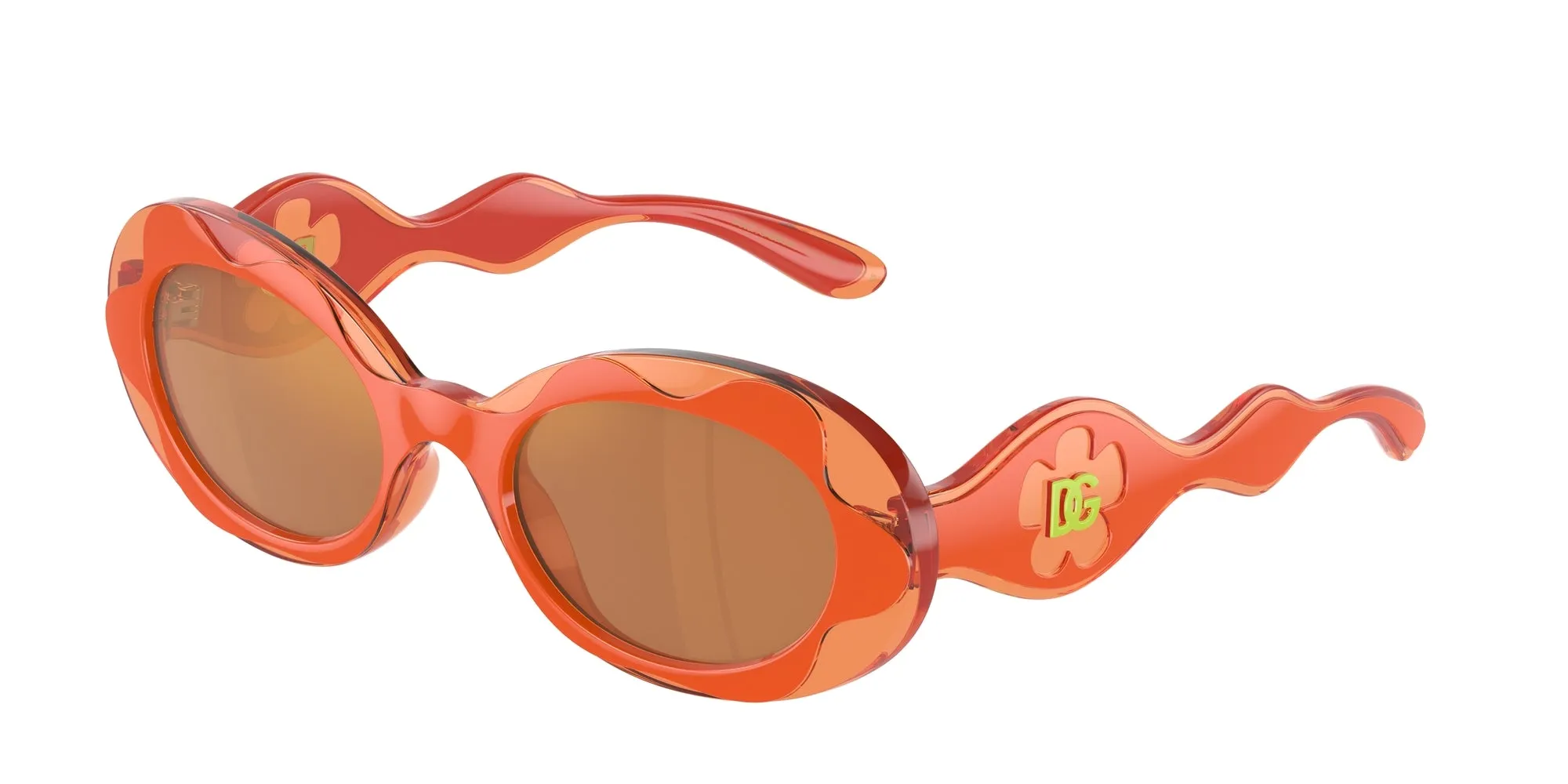 Dolce & Gabbana DX6005 33887T Occhiali da sole bambino Iniettato Arancione Arancione Rotonda Specchiate - immagine 1