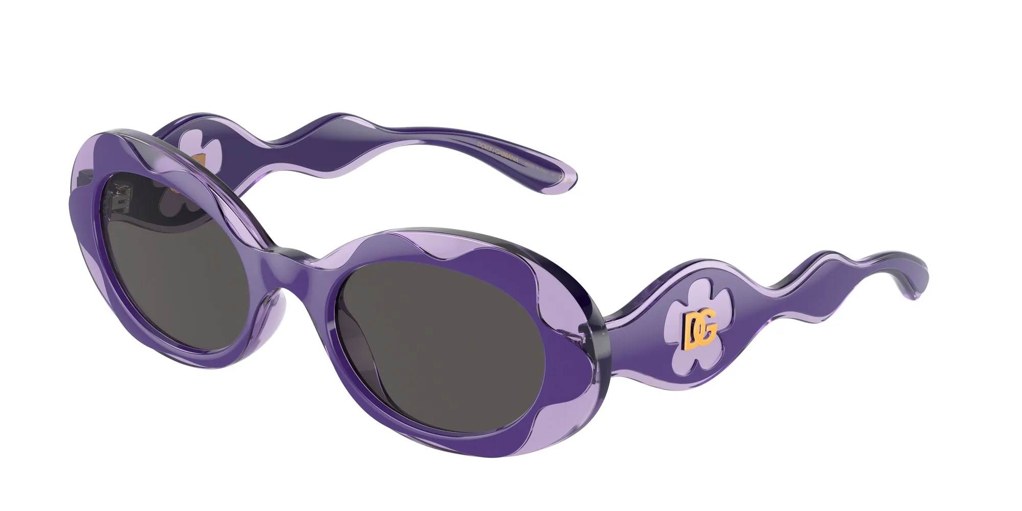 Dolce & Gabbana DX6005 333587 Occhiali da sole Iniettato Viola Grigio Rotonda Normale - immagine 1