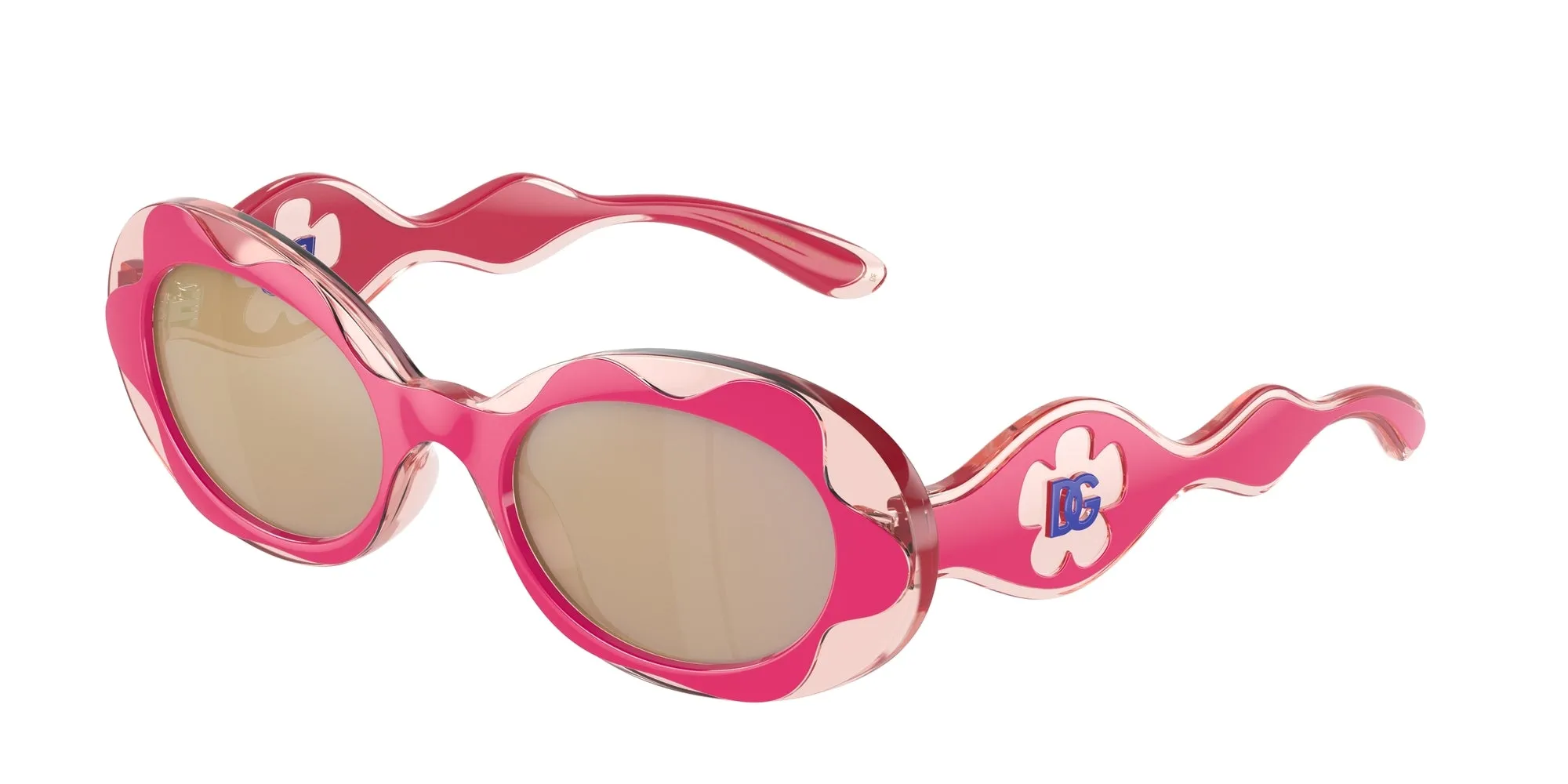 Dolce & Gabbana DX6005 30981T Occhiali da sole Iniettato Rosa Rosa Rotonda Specchiate - immagine 1