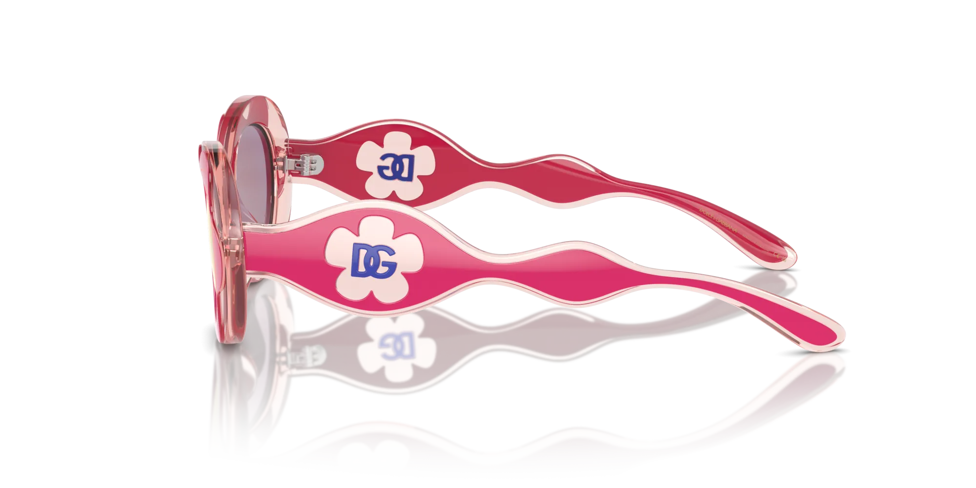 Dolce & Gabbana DX6005 30981T Occhiali da sole Iniettato Rosa Rosa Rotonda Specchiate - immagine 4