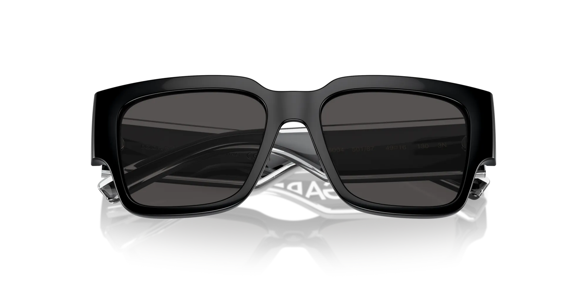 Dolce & Gabbana DX6004 501/87 Occhiali da sole Iniettato Nero Grigio Squadrata Normale - immagine 2