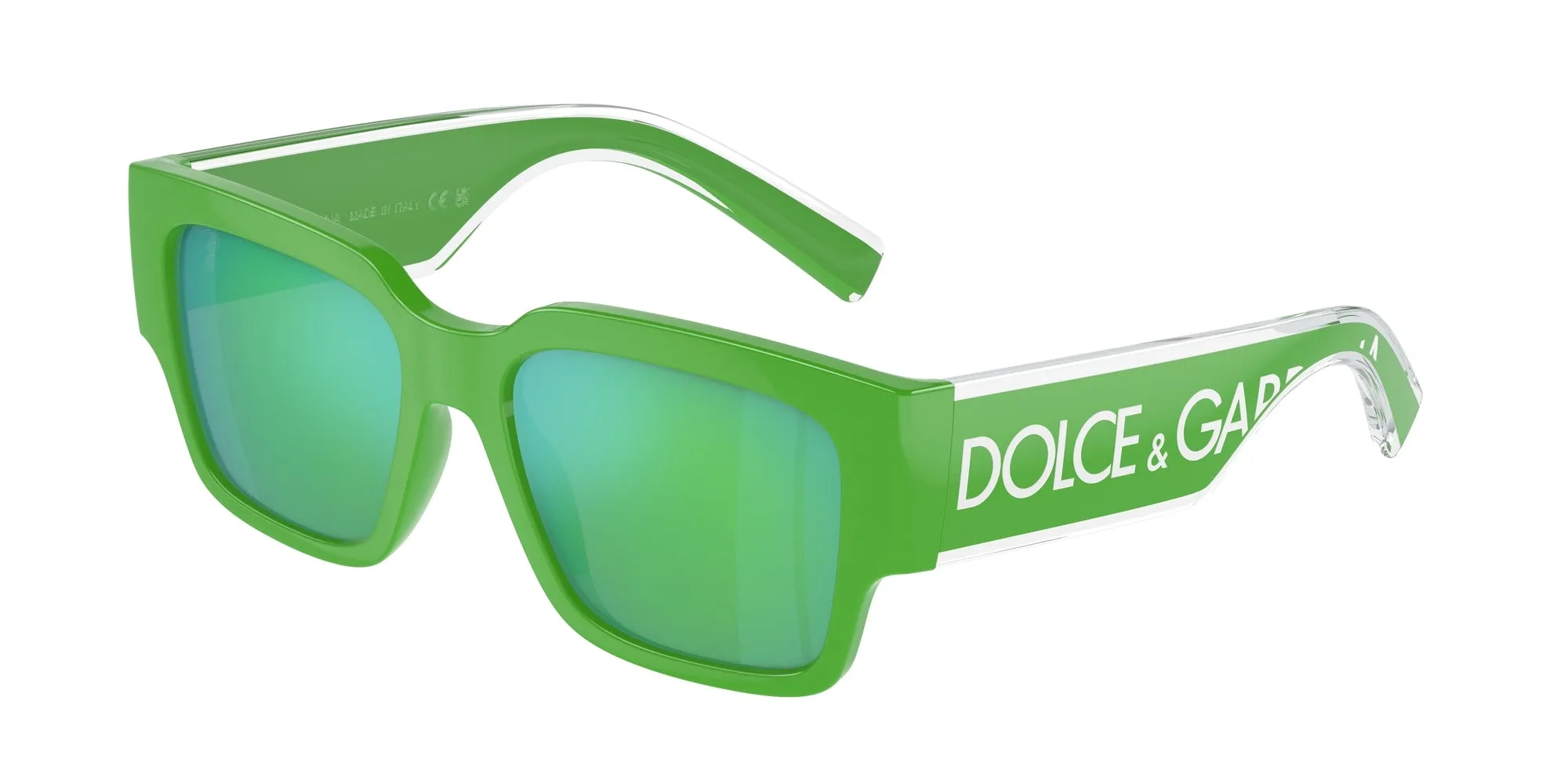 Dolce & Gabbana DX6004 3311F2 Occhiali da sole bambino Iniettato Verde Grigio Squadrata Specchiate - immagine 1