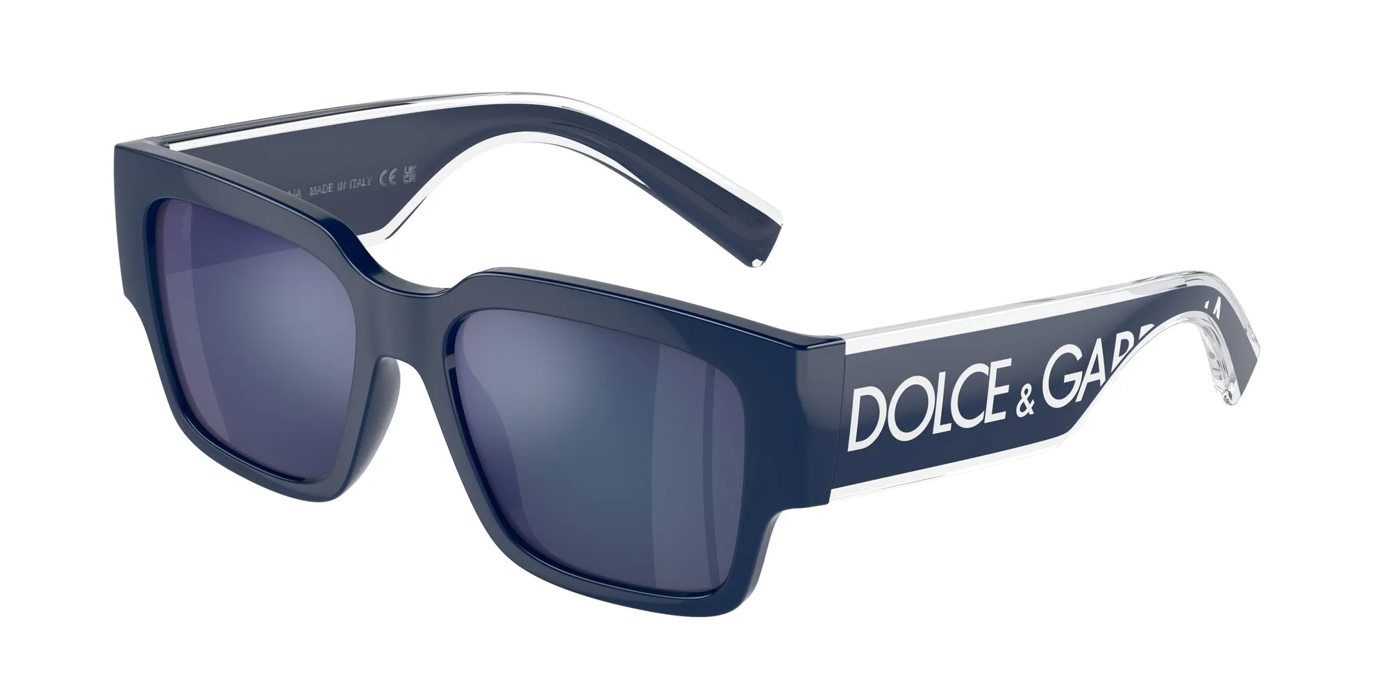 Dolce & Gabbana DX6004 309455 Occhiali da sole Iniettato Blu Blu Squadrata Specchiate - immagine 1