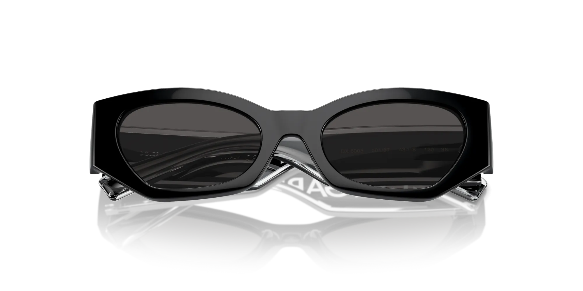 Dolce & Gabbana DX6003 501/87 Occhiali da sole Iniettato Nero Grigio Cat Eye Normale - immagine 2