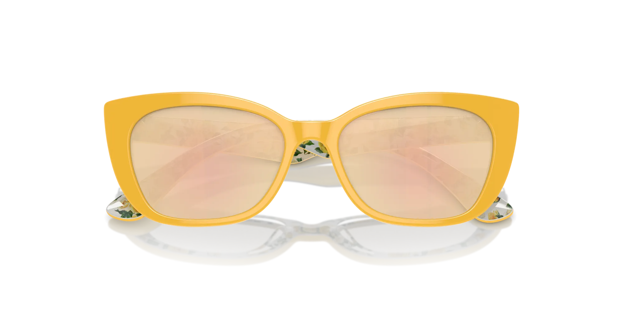 Dolce & Gabbana DX4427 34437J Occhiali da sole Acetato Giallo Arancione Cat Eye Specchiate - immagine 2