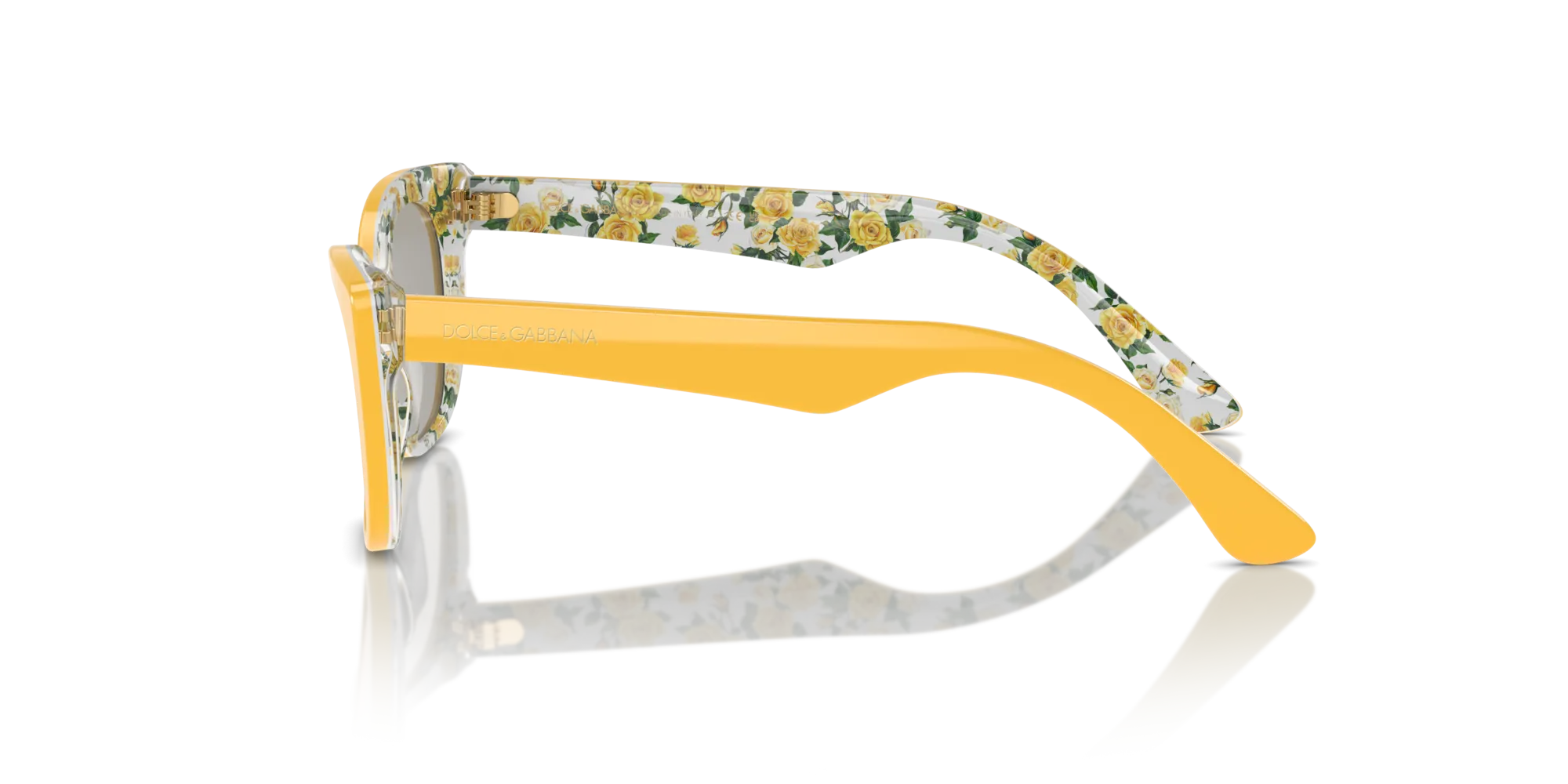 Dolce & Gabbana DX4427 34437J Occhiali da sole Acetato Giallo Arancione Cat Eye Specchiate - immagine 4