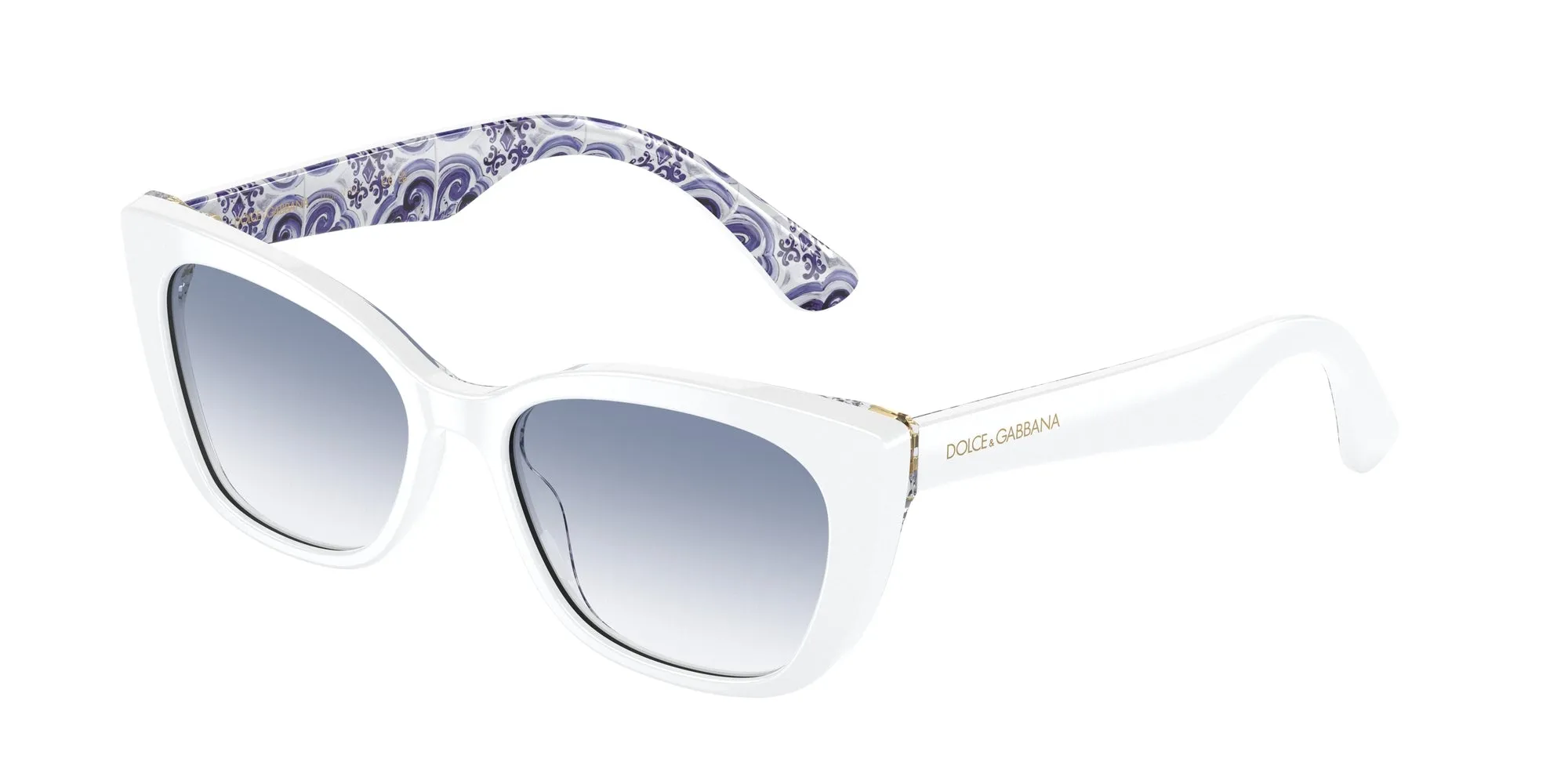 Dolce & Gabbana DX4427 337119 Occhiali da sole Acetato Bianco Blu Cat Eye Normale Sfumato - immagine 1