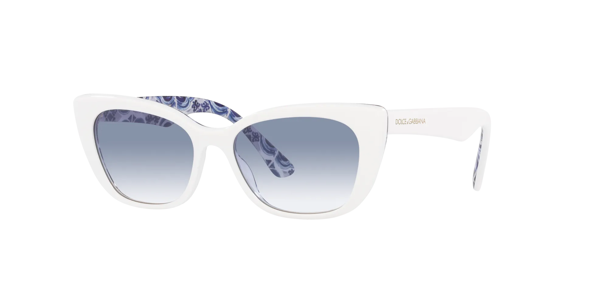 Dolce & Gabbana DX4427 337119 Occhiali da sole Acetato Bianco Blu Cat Eye Normale Sfumato - immagine 3